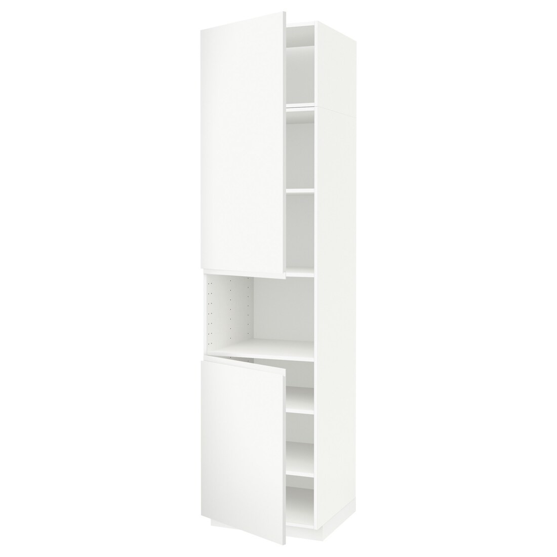 IKEA METOD МЕТОД Вис шафа для НВЧ / 2 дверцят / полиці, білий / Voxtorp матовий білий, 60x60x240 см 99458636 | 994.586.36