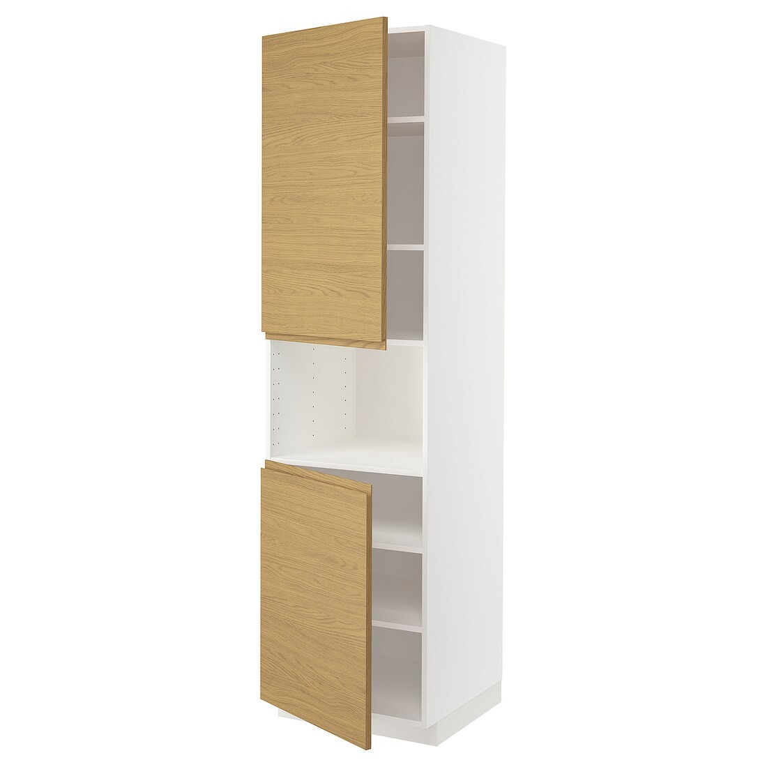 IKEA METOD вис шафа д/мікрохв печі/2 двер/пол, білий / Voxtorp імітація дуб, 60x60x220 см 49539273 495.392.73