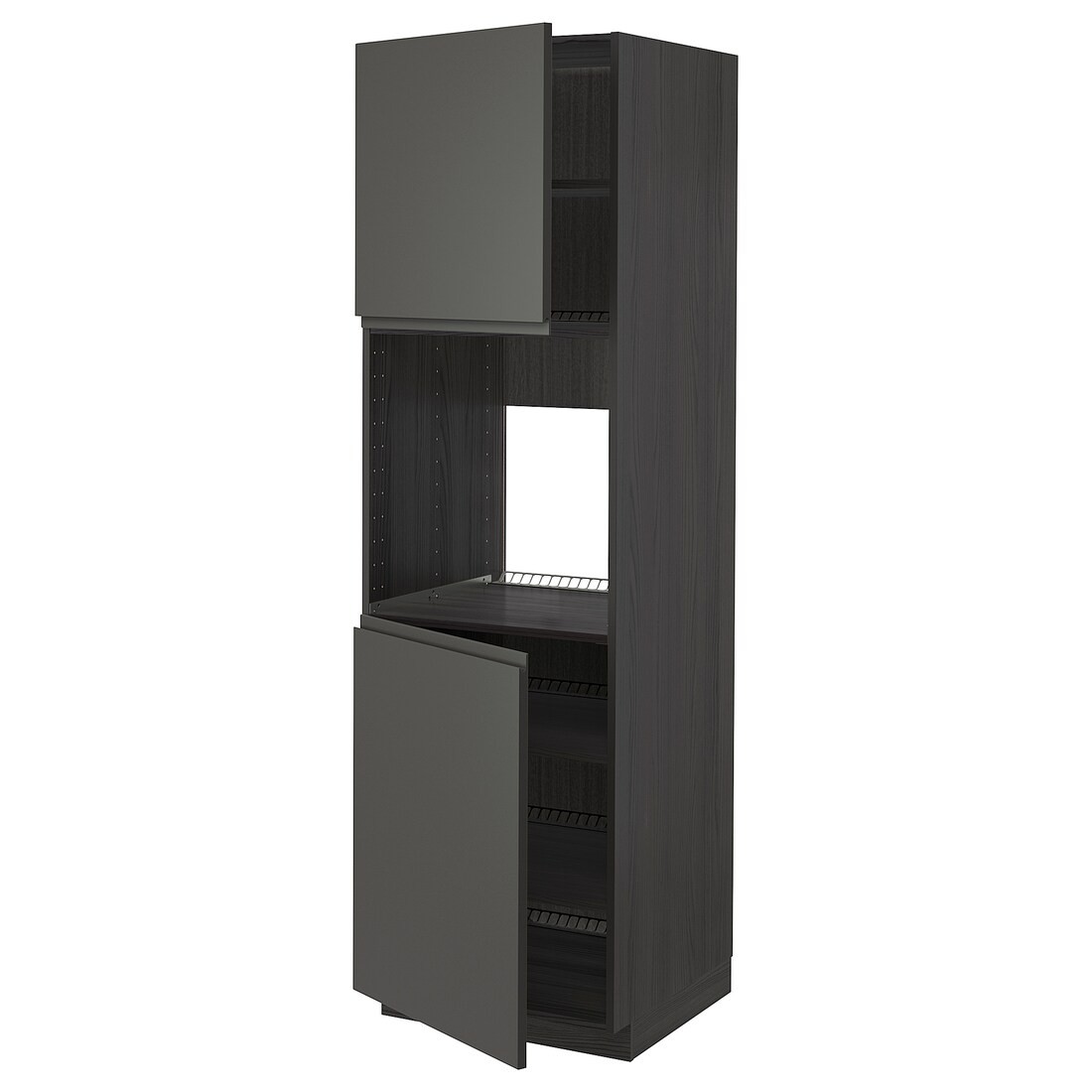 IKEA METOD МЕТОД Висока шафа для духовки / 2 дверцят / полиці, чорний / Voxtorp темно-сірий, 60x60x200 см 89464930 | 894.649.30