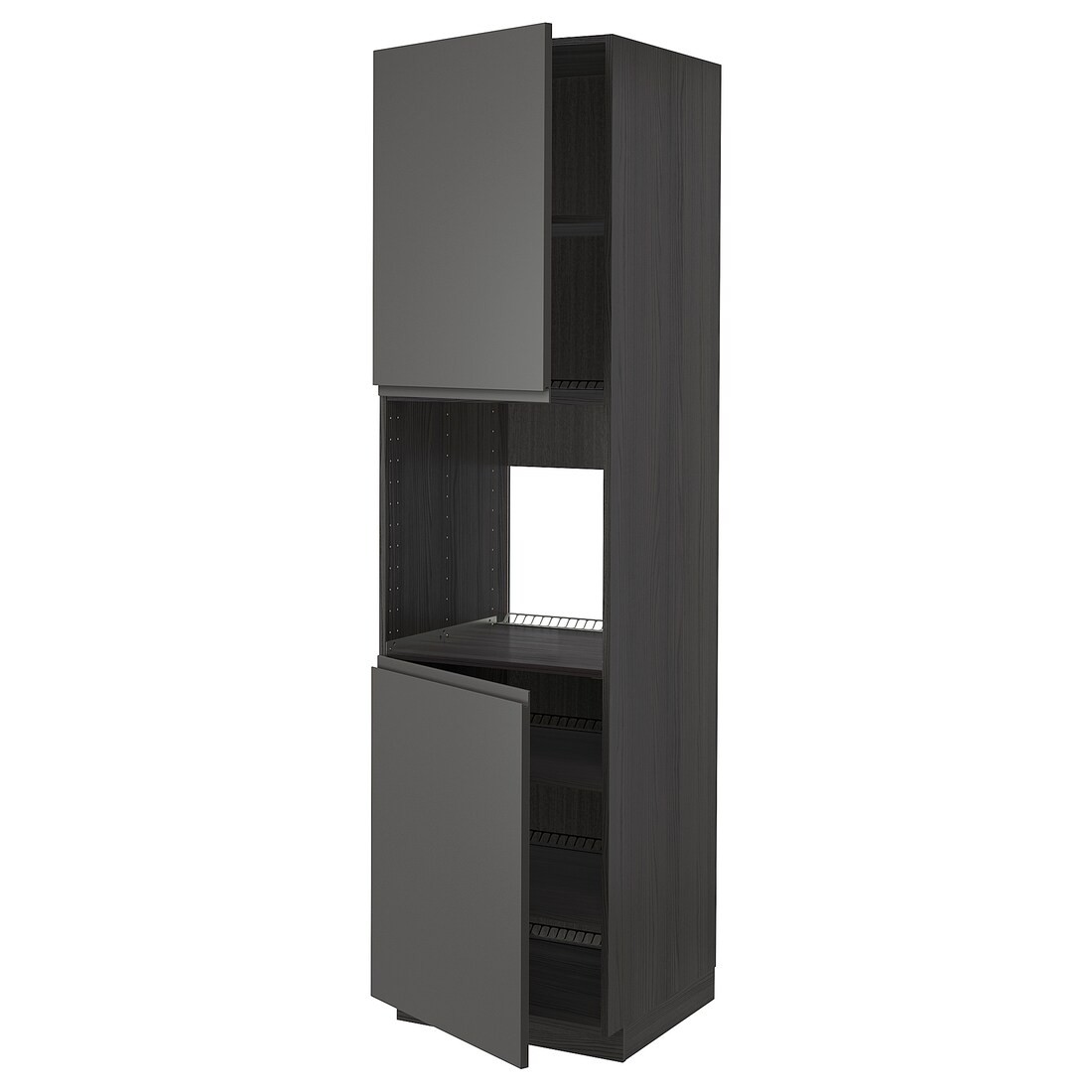 IKEA METOD МЕТОД Висока шафа для духовки / 2 дверцят / полиці, чорний / Voxtorp темно-сірий, 60x60x220 см 89459684 | 894.596.84