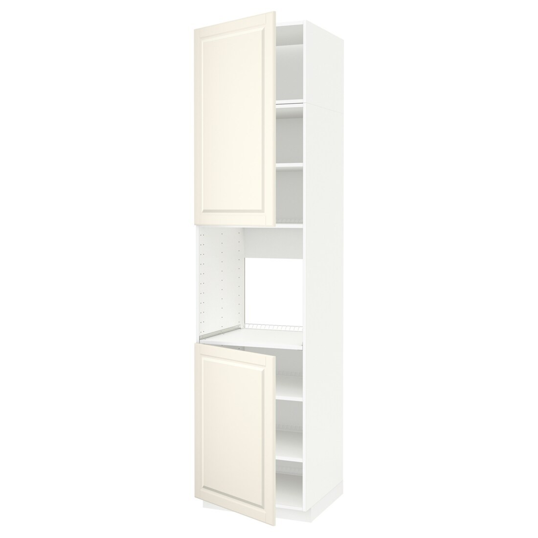 IKEA METOD МЕТОД Висока шафа для духовки / 2 дверцят / полиці, білий / Bodbyn кремовий, 60x60x240 см 69458181 694.581.81