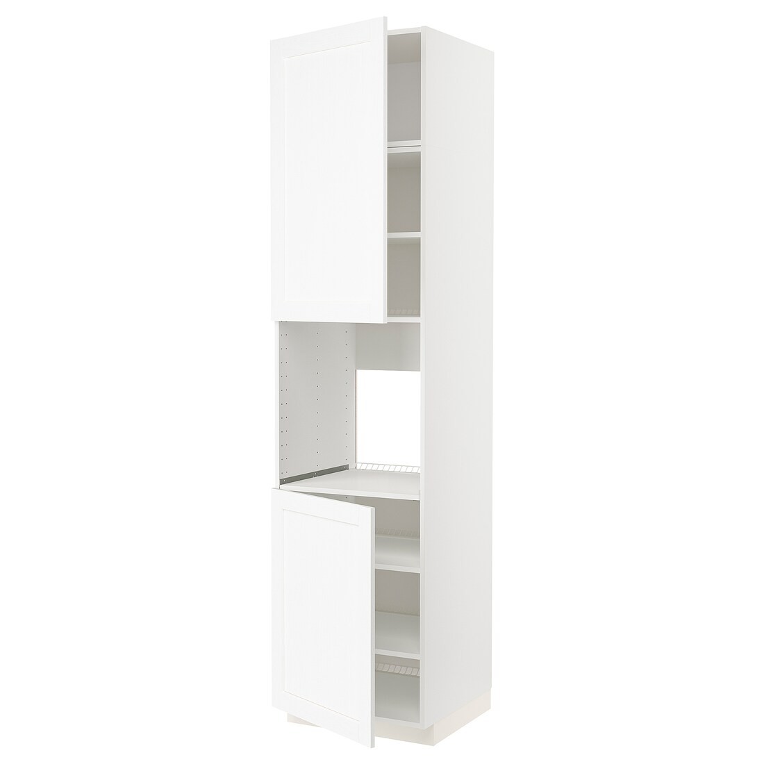 IKEA METOD МЕТОД Висока шафа для духовки / 2 дверцят / полиці, білий Enköping / білий імітація дерева, 60x60x240 см 99473547 994.735.47