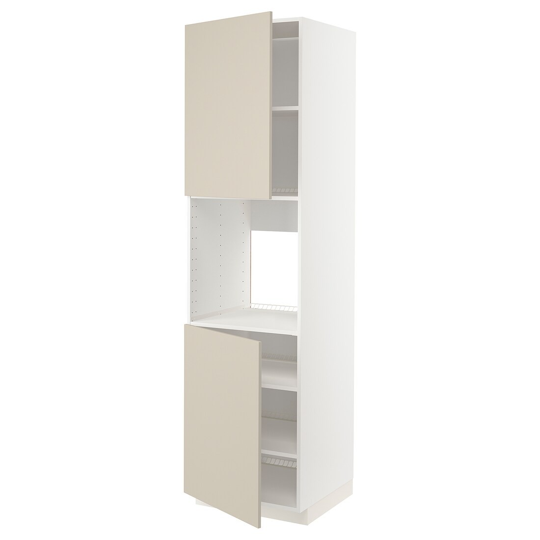 IKEA METOD МЕТОД Висока шафа для духовки / 2 дверцят / полиці, білий / Havstorp бежевий, 60x60x220 см 59463404 594.634.04