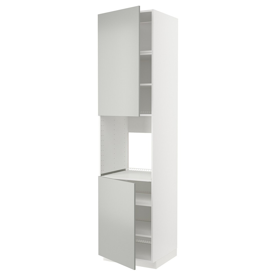 IKEA METOD Висока шафа для духовки / 2 дверцят / полиці, білий / Хавсторп світло-сірий, 60x60x240 см 69538772 695.387.72