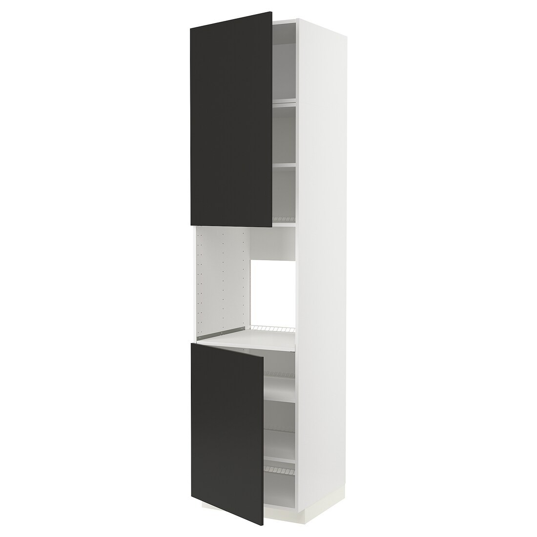 IKEA METOD МЕТОД Висока шафа для духовки / 2 дверцят / полиці, білий / Nickebo матовий антрацит, 60x60x240 см 79498445 794.984.45