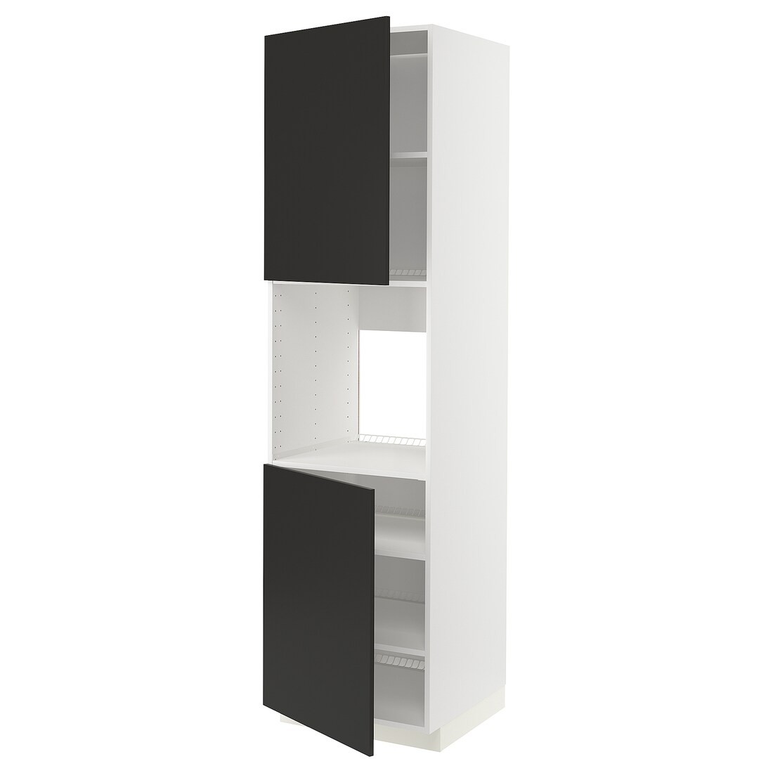 IKEA METOD МЕТОД Висока шафа для духовки / 2 дверцят / полиці, білий / Nickebo матовий антрацит, 60x60x220 см 89499067 894.990.67