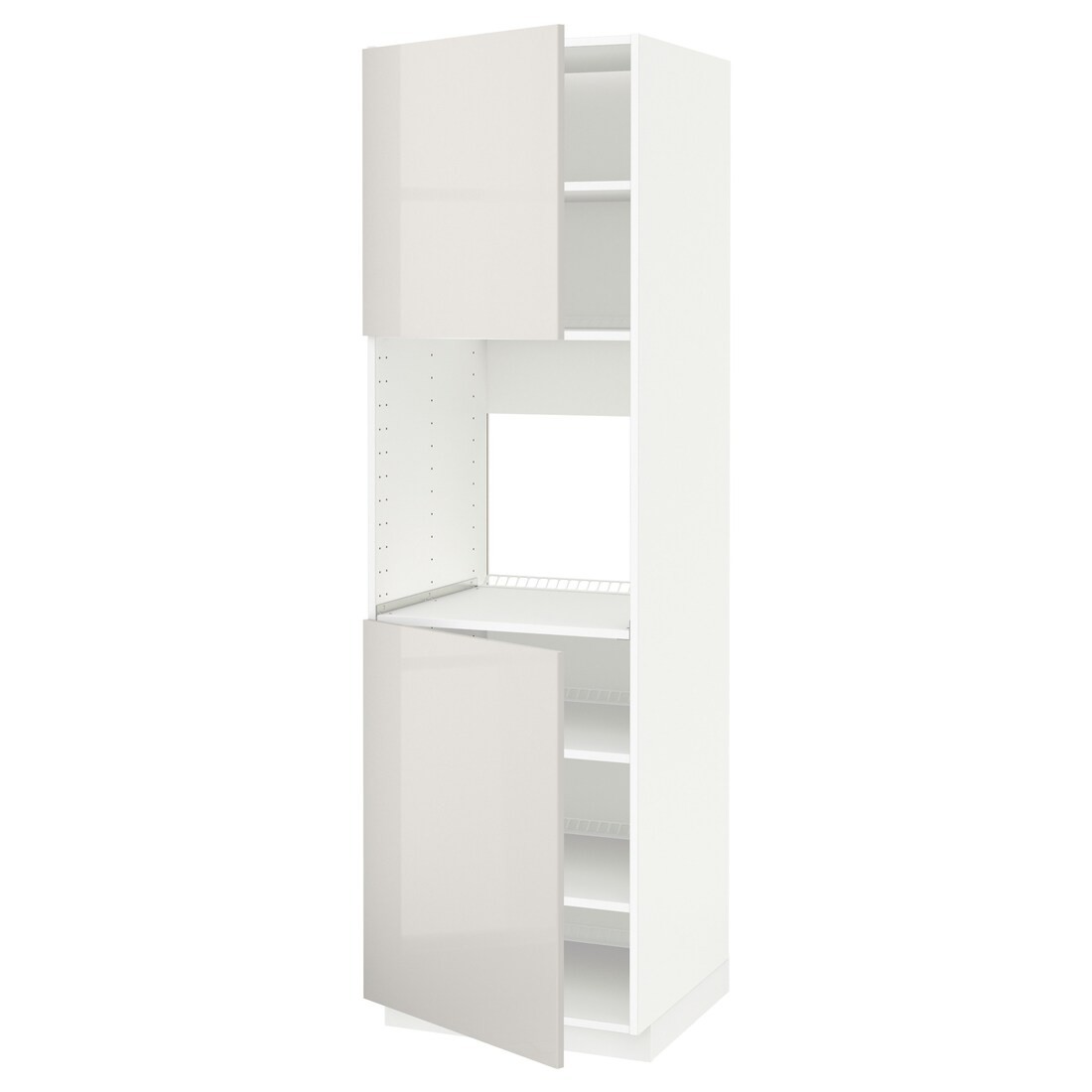 IKEA METOD МЕТОД Висока шафа для духовки / 2 дверцят / полиці, білий / Ringhult світло-сірий, 60x60x200 см 79467934 794.679.34