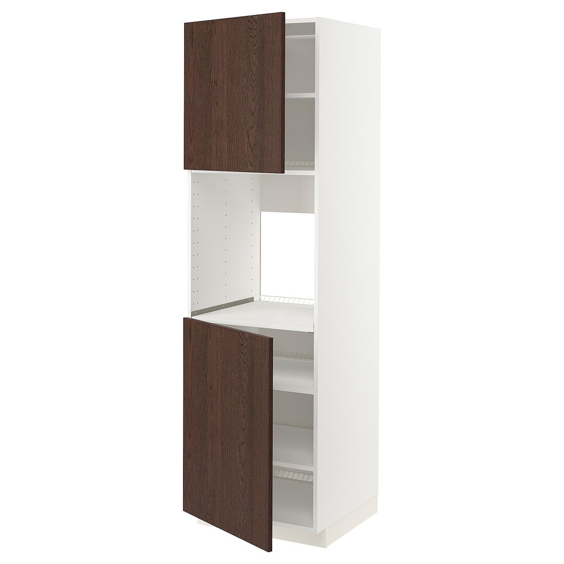 IKEA METOD МЕТОД Висока шафа для духовки / 2 дверцят / полиці, білий / Sinarp коричневий, 60x60x200 см 99468579 994.685.79