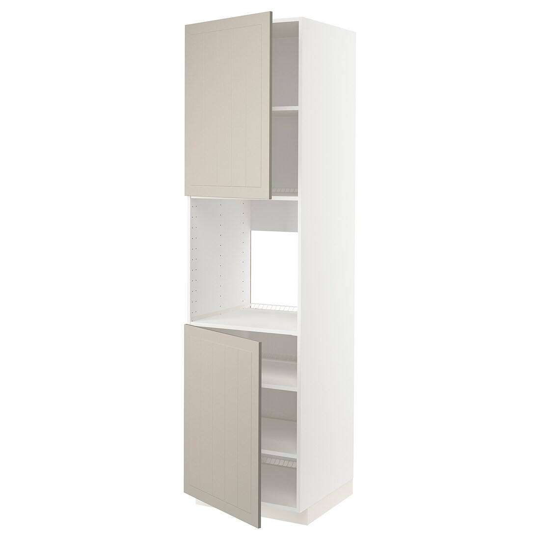 IKEA METOD МЕТОД Висока шафа для духовки / 2 дверцят / полиці, білий / Stensund бежевий, 60x60x220 см 29461034 294.610.34