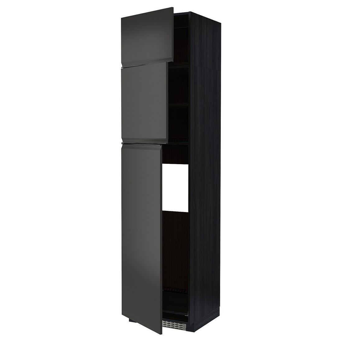 IKEA METOD МЕТОД Висока шафа для холодильника з 3 дверима, чорний / Upplöv матовий антрацит, 60x60x240 см 79495456 794.954.56
