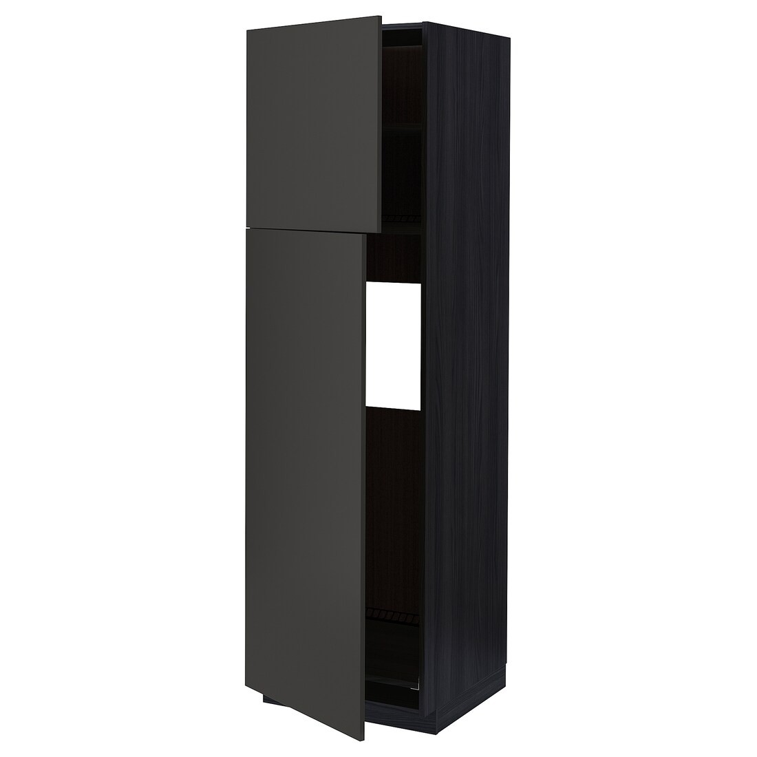 IKEA METOD МЕТОД Висока шафа для холодильника, чорний / Nickebo матовий антрацит, 60x60x200 см 19497745 | 194.977.45