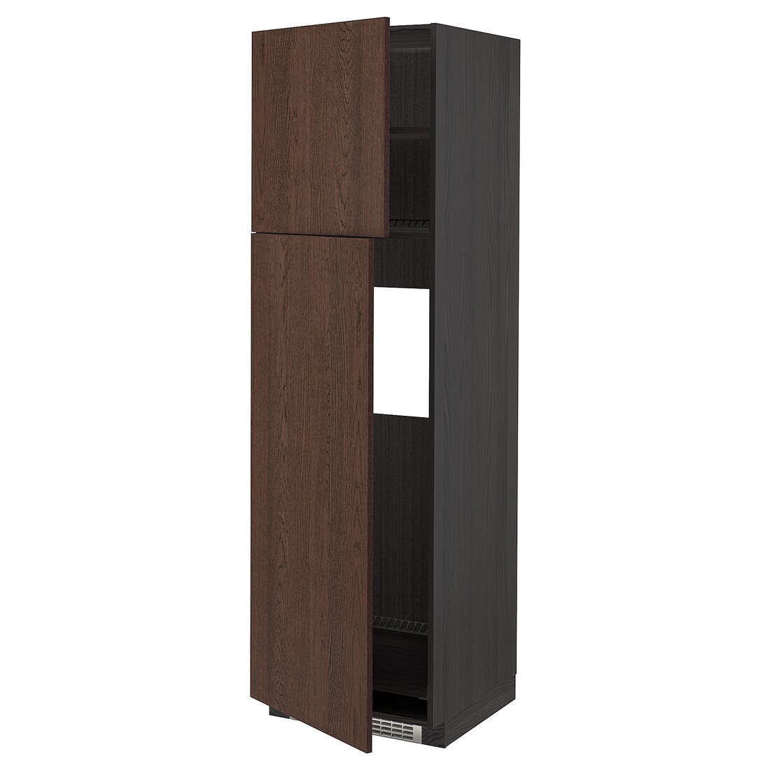 IKEA METOD МЕТОД Висока шафа для холодильника, чорний / Sinarp коричневий, 60x60x200 см 79460305 | 794.603.05