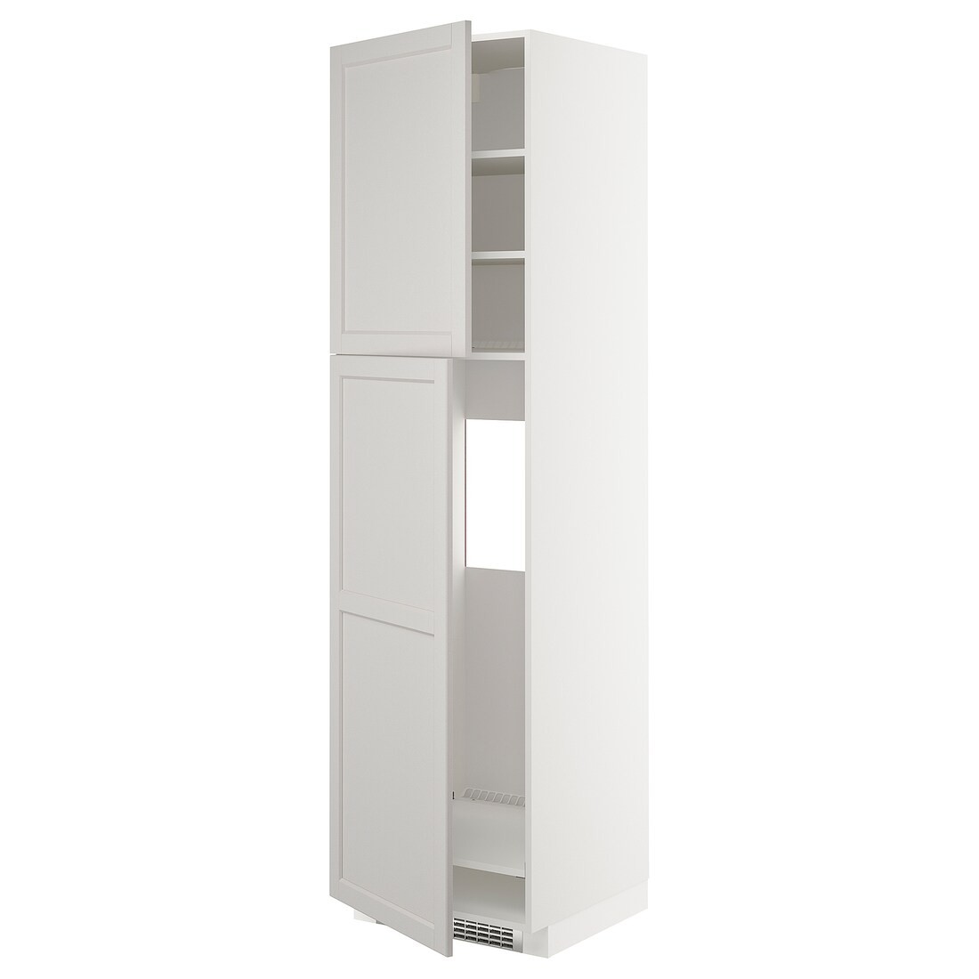 IKEA METOD МЕТОД Висока шафа для холодильника, білий / Lerhyttan світло-сірий, 60x60x220 см 69459468 694.594.68