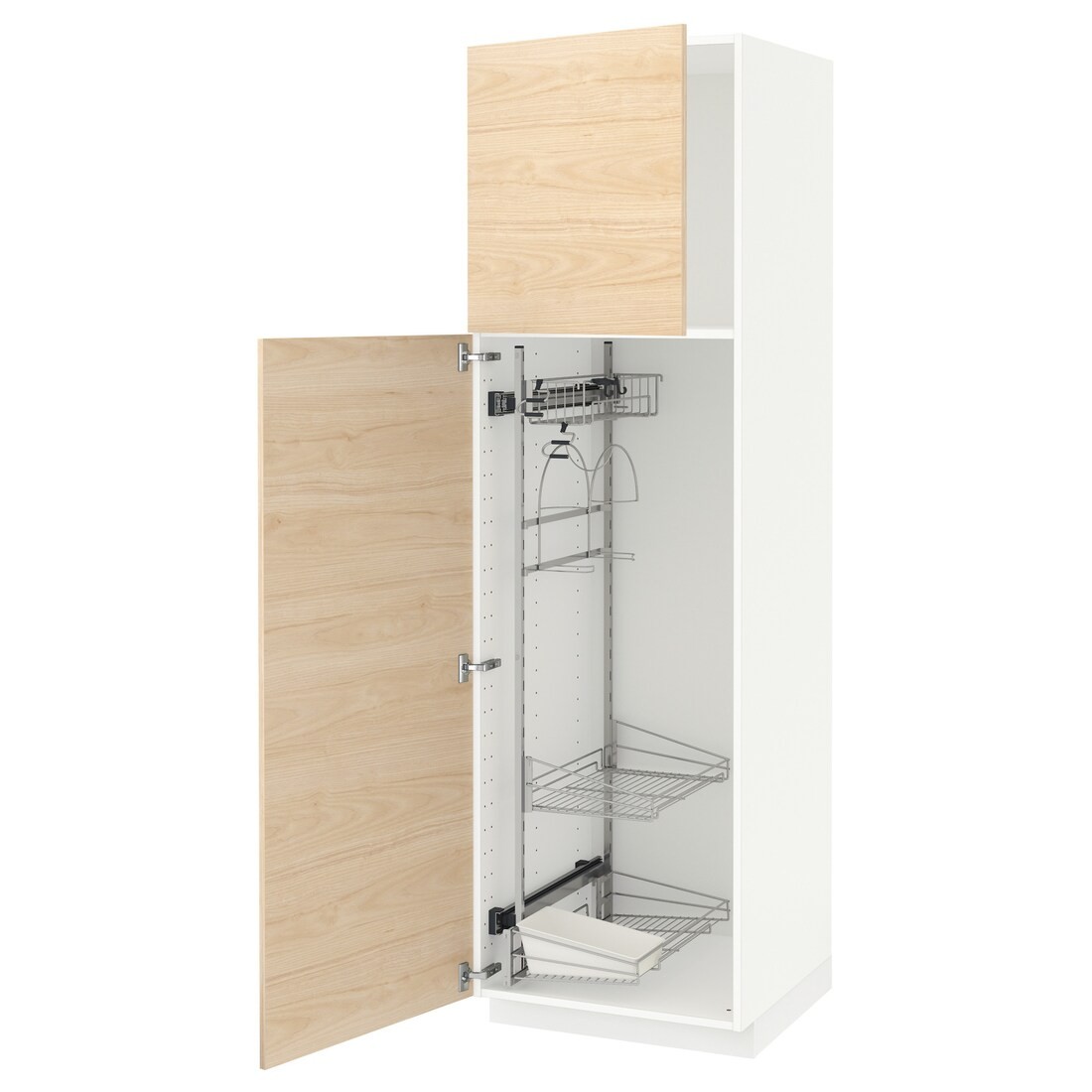 IKEA METOD МЕТОД Висока шафа з відділенням для аксесуарів для прибирання, білий / Askersund візерунок світлий ясен, 60x60x200 см 09466853 | 094.668.53