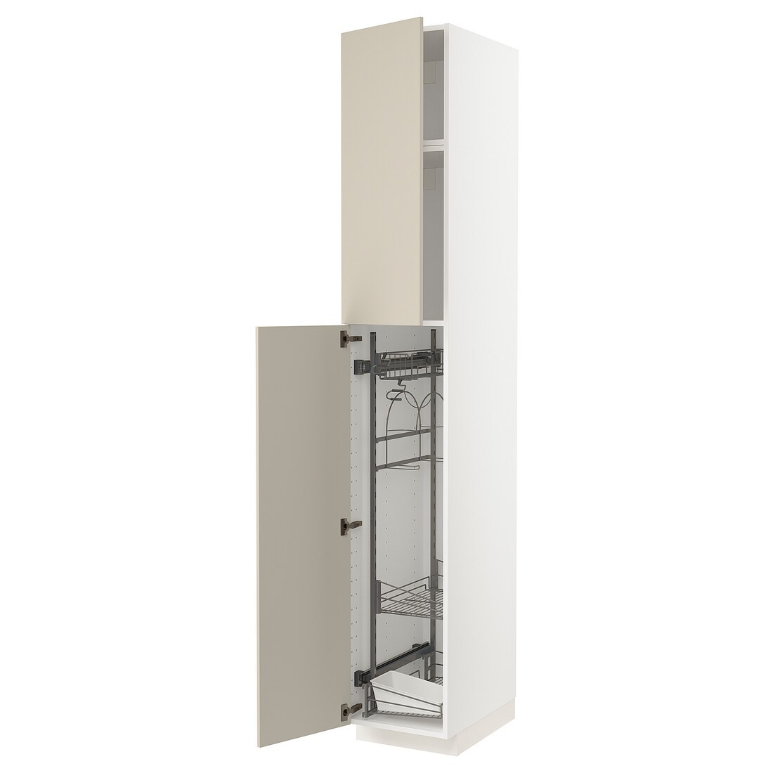 IKEA METOD МЕТОД Висока шафа з відділенням для аксесуарів для прибирання, білий / Havstorp бежевий, 40x60x240 см 69462499 694.624.99