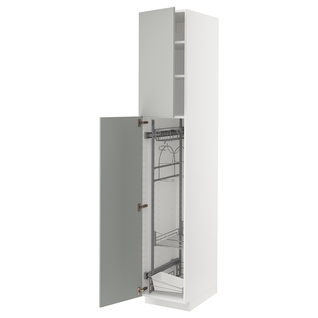 IKEA METOD Висока шафа з відділенням для аксесуарів для прибирання, білий / Хавсторп світло-сірий, 40x60x220 см 29538415 295.384.15