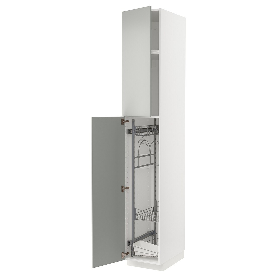IKEA METOD Висока шафа з відділенням для аксесуарів для прибирання, білий / Хавсторп світло-сірий, 40x60x240 см 79538031 795.380.31
