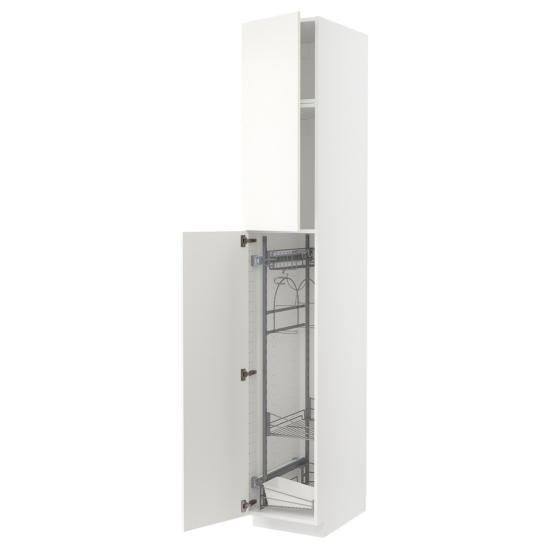 IKEA METOD МЕТОД Висока шафа з відділенням для аксесуарів для прибирання, білий / Vallstena білий, 40x60x240 см 29507329 295.073.29