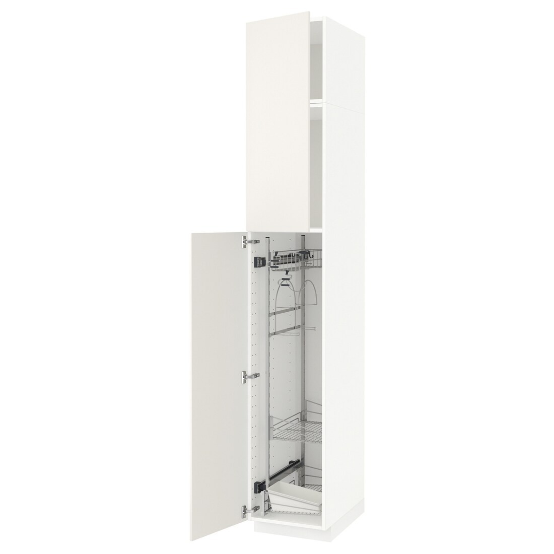 IKEA METOD МЕТОД Висока шафа з відділенням для аксесуарів для прибирання, білий / Veddinge білий, 40x60x240 см 39458012 394.580.12