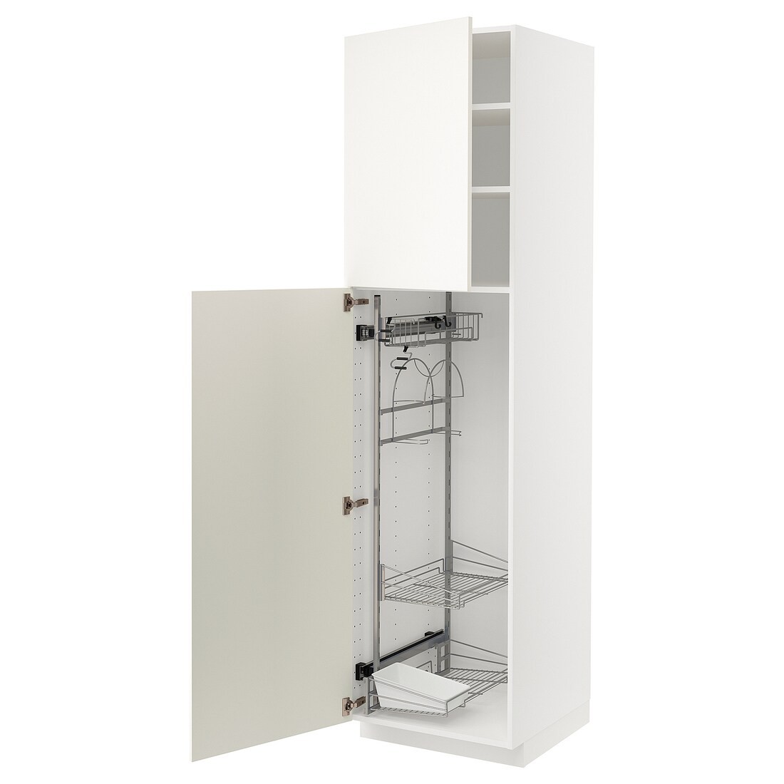 IKEA METOD МЕТОД Висока шафа з відділенням для аксесуарів для прибирання, білий / Veddinge білий, 60x60x220 см 89454912 894.549.12