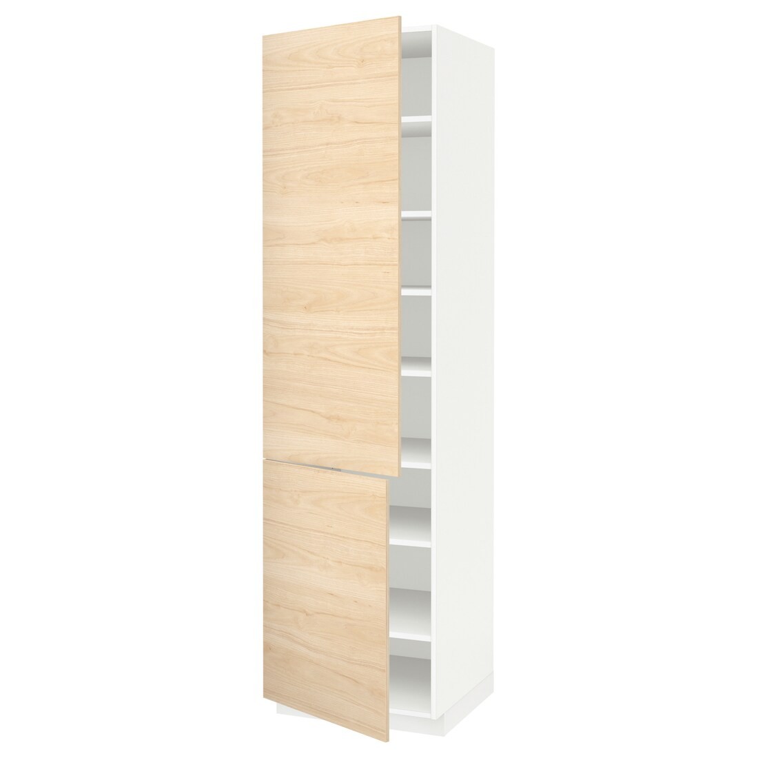 IKEA METOD МЕТОД Висока шафа з полицями / 2 дверцят, білий / Askersund візерунок світлий ясен, 60x60x220 см 19468936 194.689.36