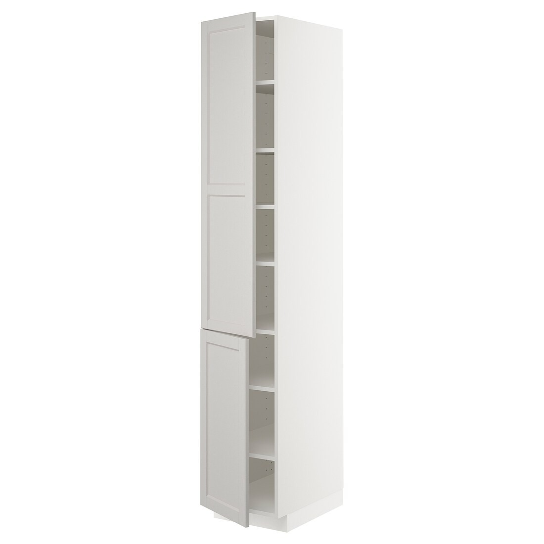 IKEA METOD МЕТОД Висока шафа з полицями / 2 дверцят, білий / Lerhyttan світло-сірий, 40x60x220 см 99457241 994.572.41