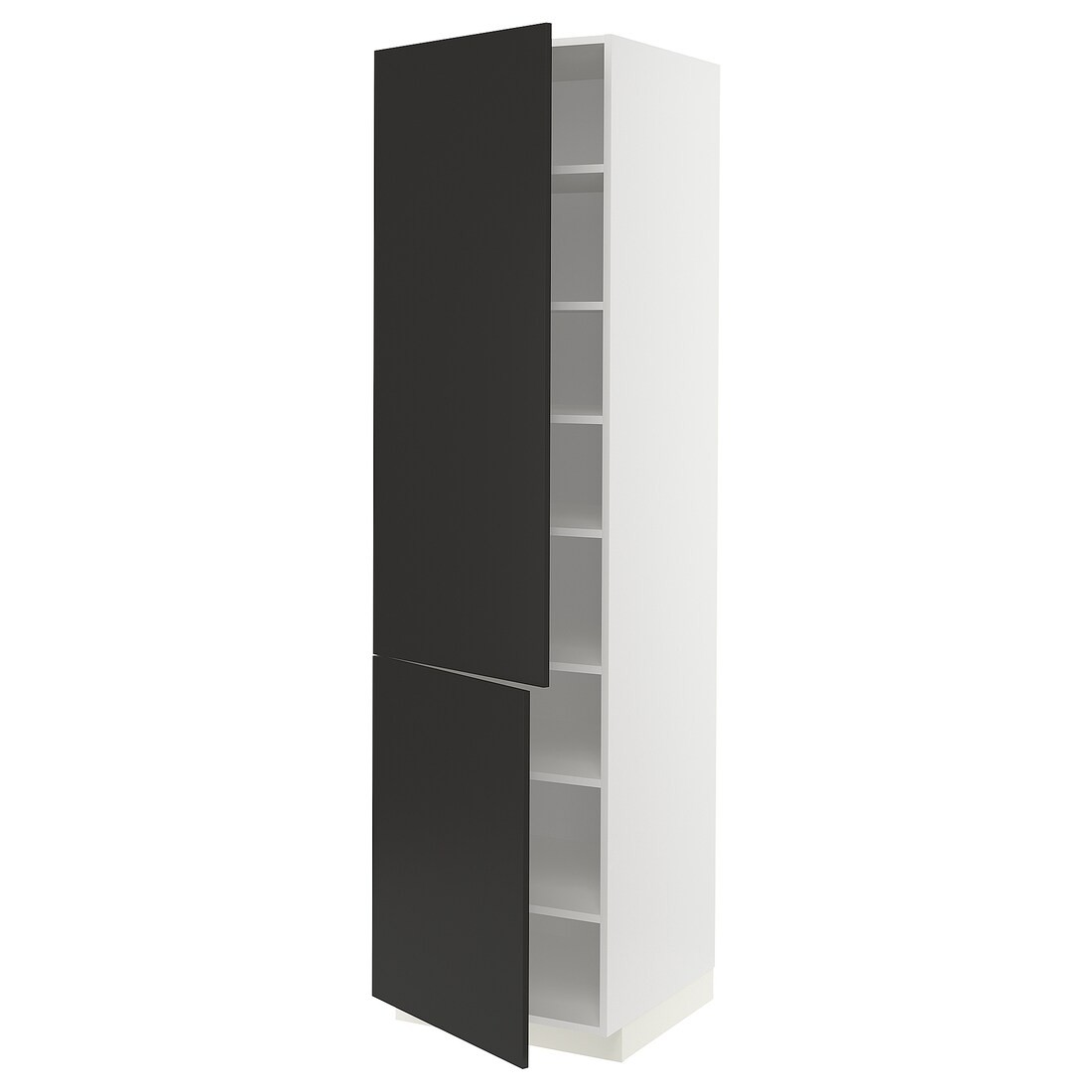 IKEA METOD МЕТОД Висока шафа з полицями / 2 дверцят, білий / Nickebo матовий антрацит, 60x60x220 см 59499002 594.990.02
