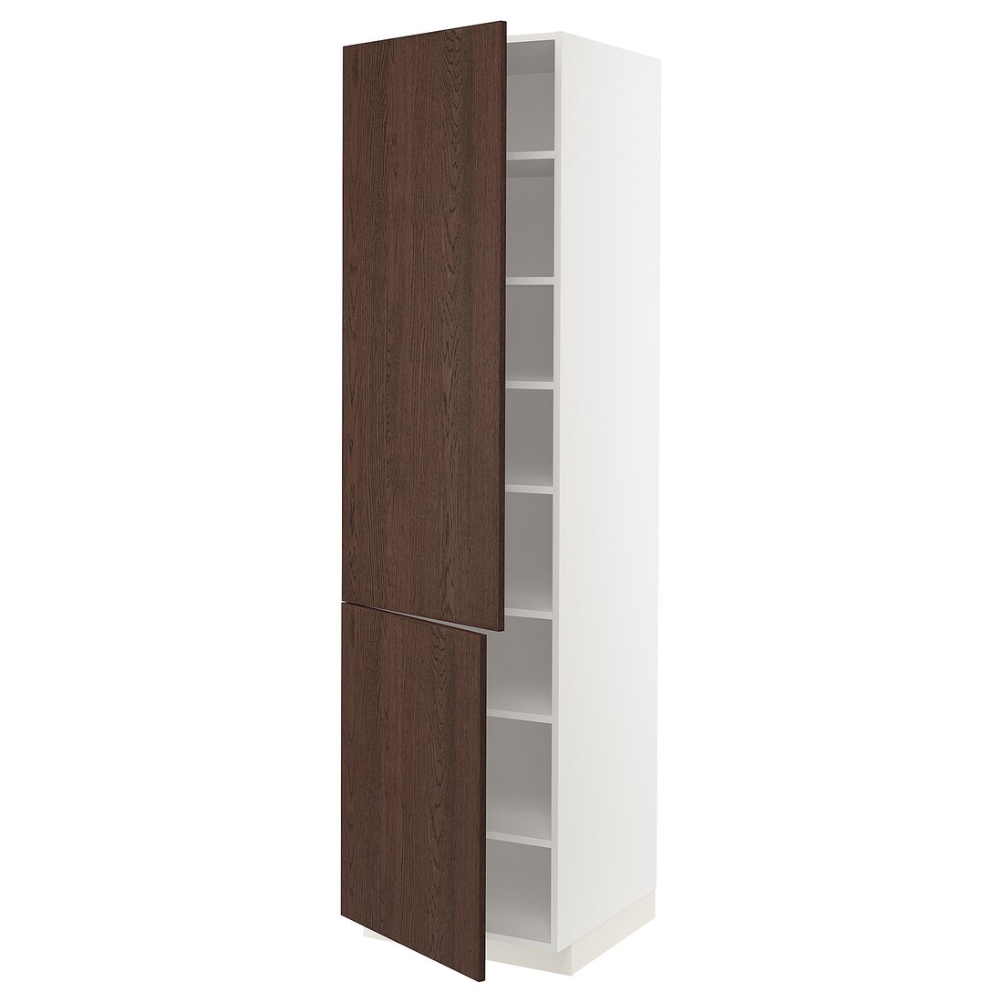 IKEA METOD МЕТОД Висока шафа з полицями / 2 дверцят, білий / Sinarp коричневий, 60x60x220 см 19468093 194.680.93