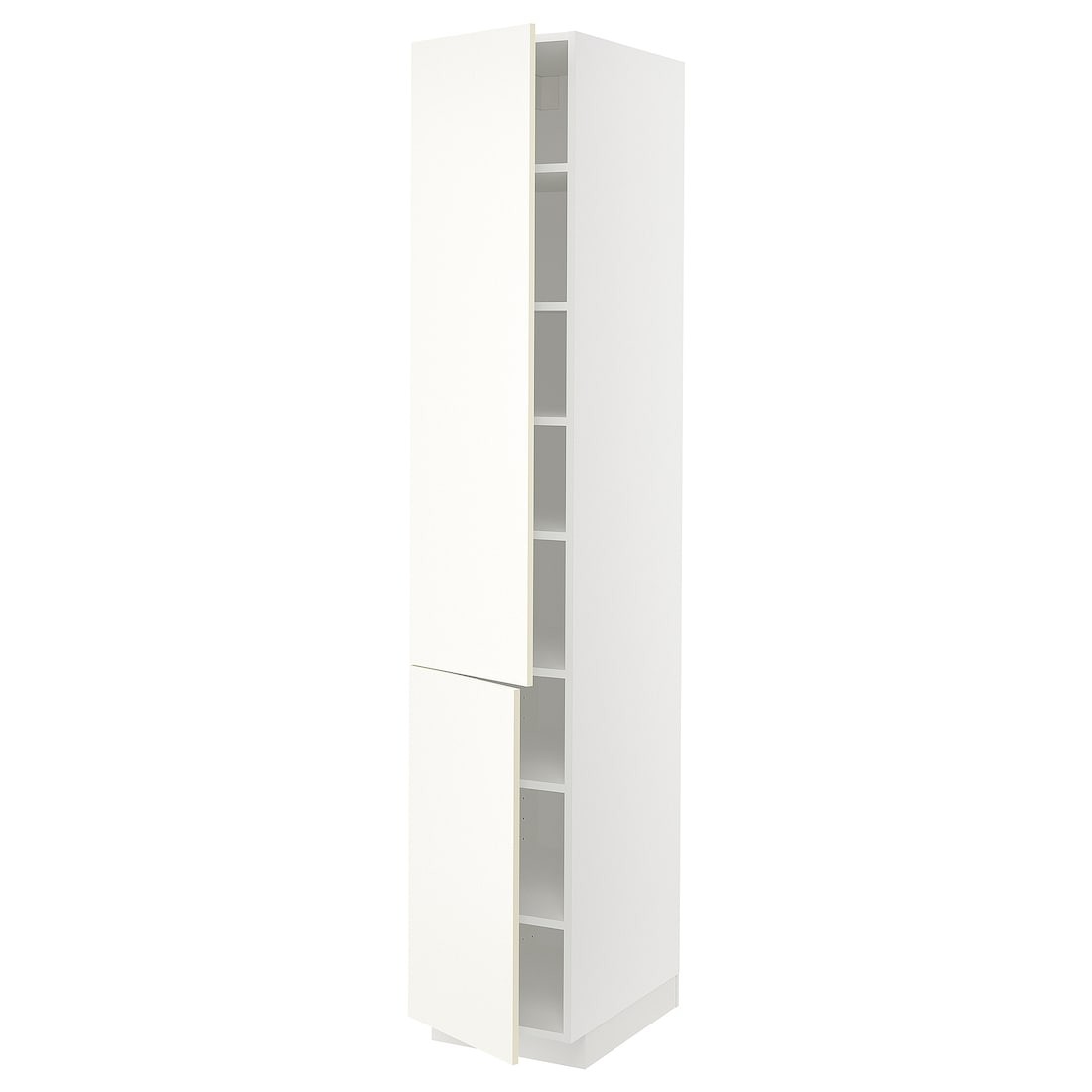 IKEA METOD МЕТОД Висока шафа з полицями / 2 дверцят, білий / Vallstena білий, 40x60x220 см 29507310 295.073.10