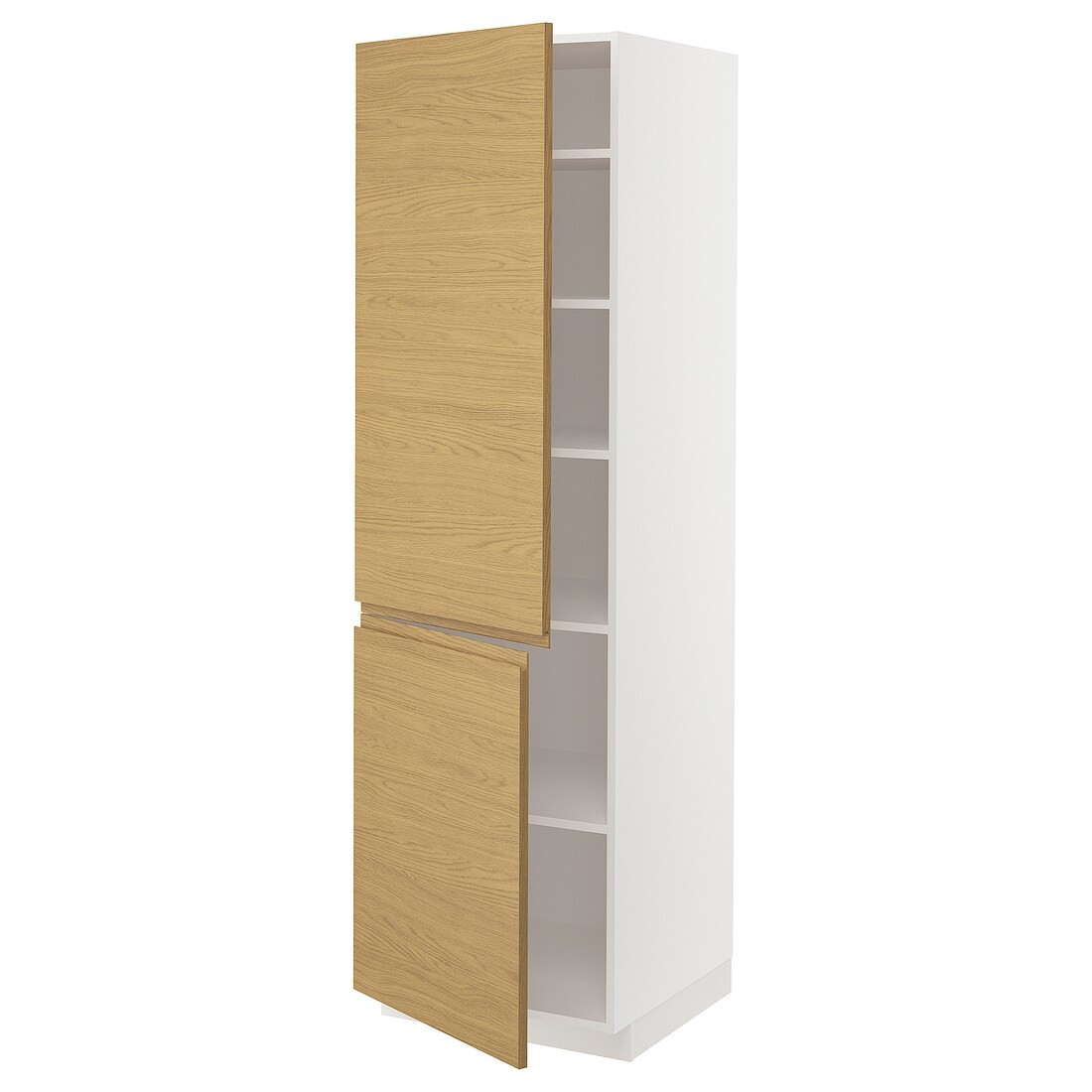 IKEA METOD висока шафа із полицями/2 дверцят, білий / Voxtorp імітація дуб, 60x60x200 см 19539104 195.391.04