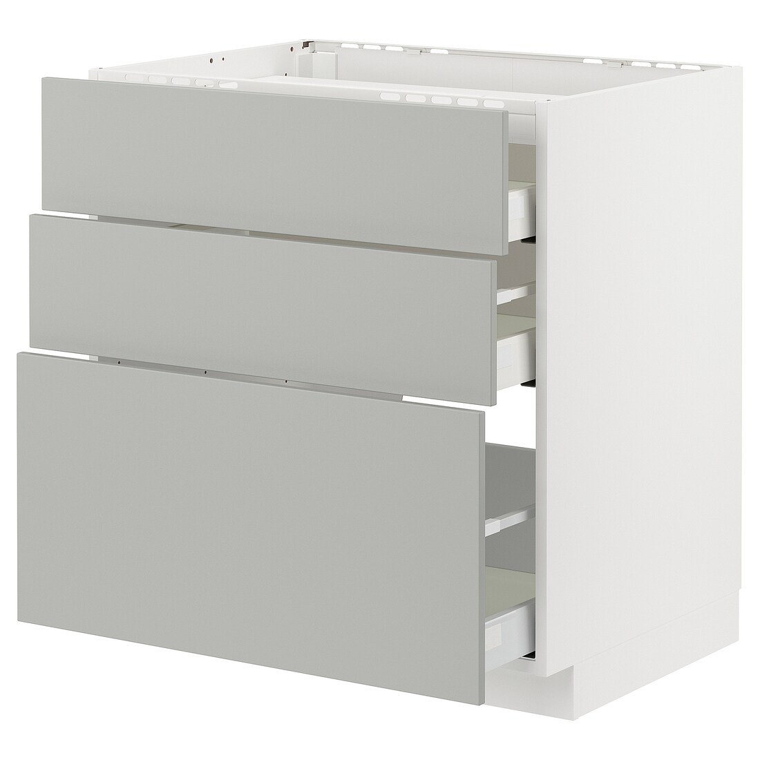 IKEA METOD / MAXIMERA Шафа для варильної панелі / 3 шухляди, білий / Хавсторп світло-сірий, 80x60 см 29539207 | 295.392.07