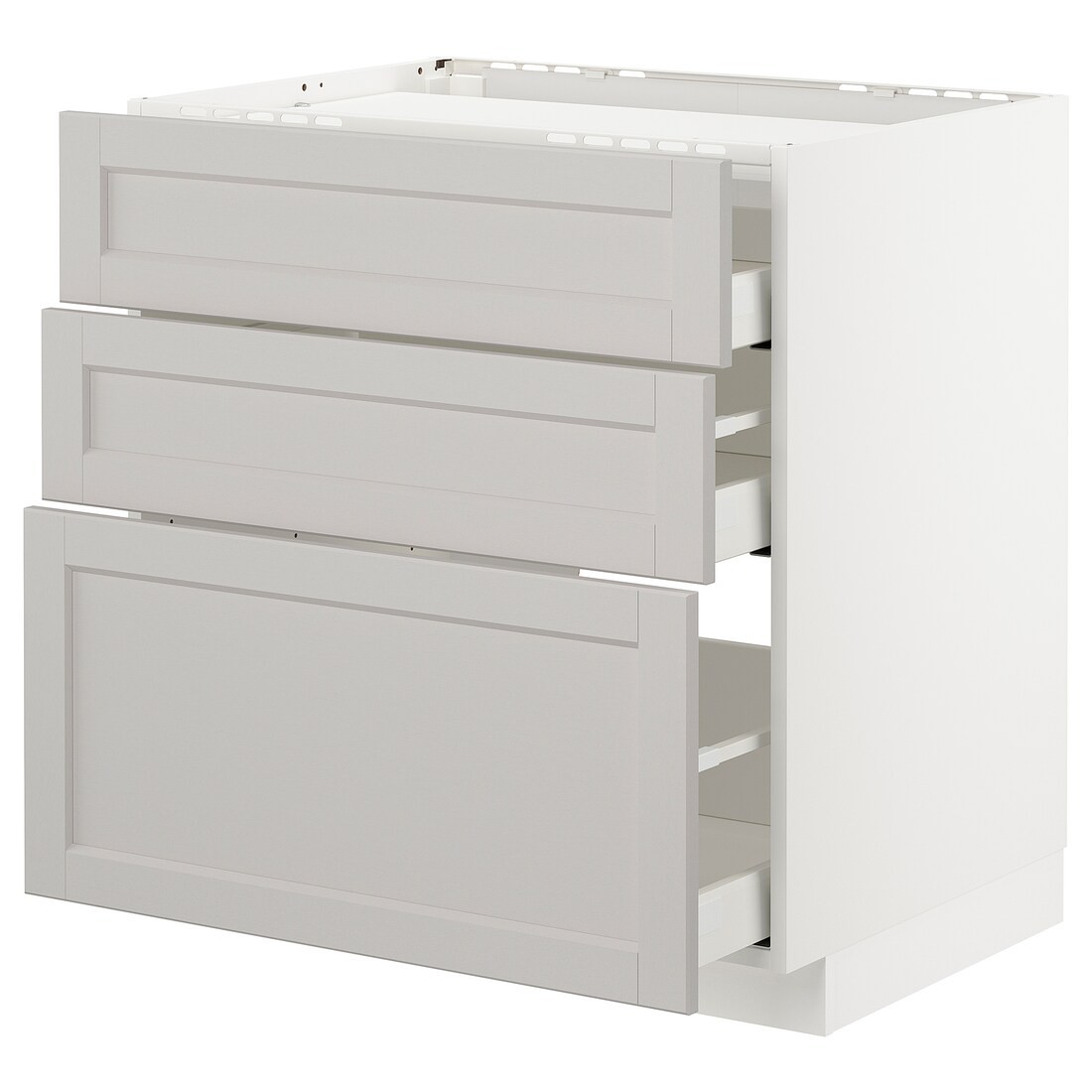 IKEA METOD МЕТОД / MAXIMERA МАКСІМЕРА Підлогова шафа з шухлядами, білий / Lerhyttan світло-сірий, 80x60 см 99274213 | 992.742.13