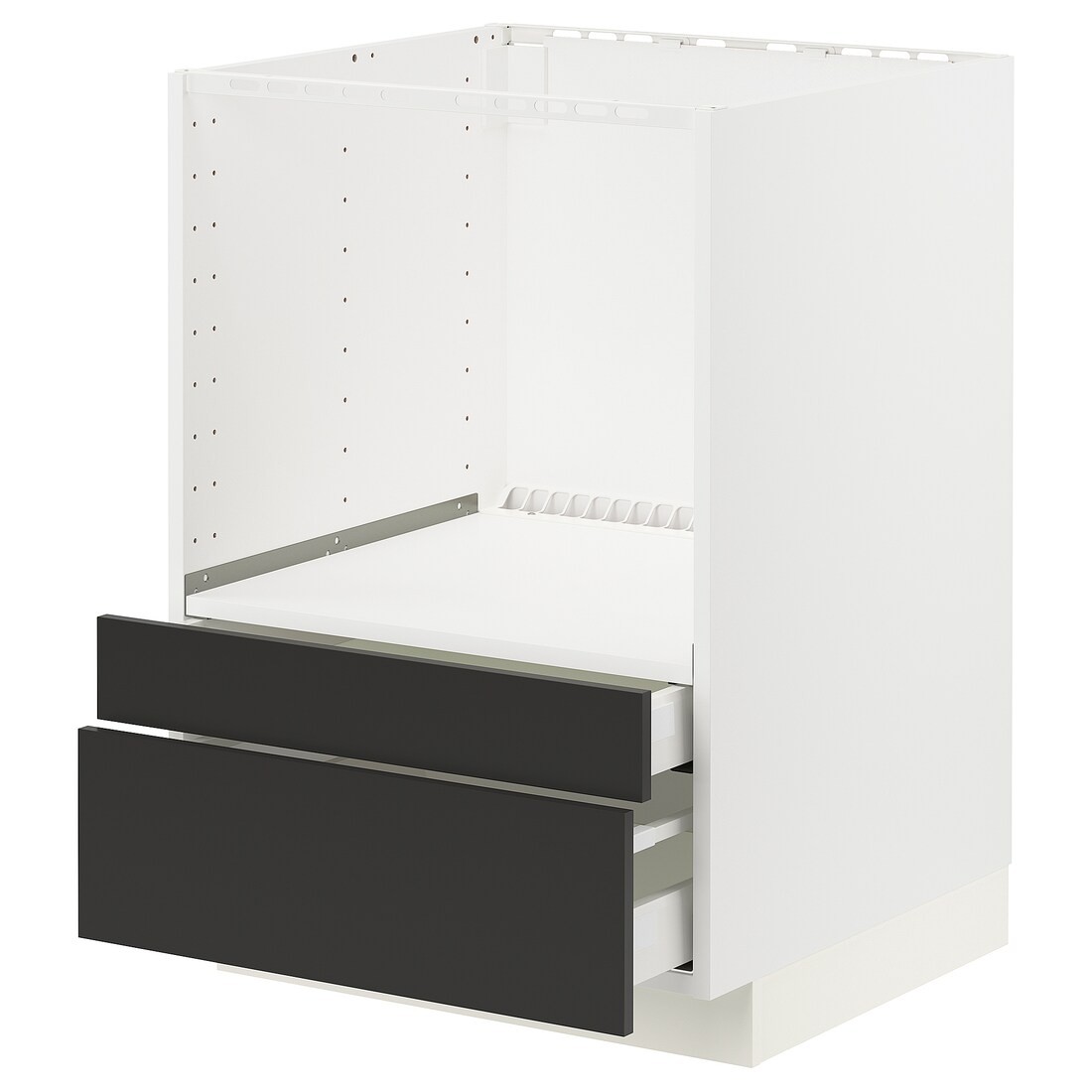 IKEA METOD МЕТОД / MAXIMERA МАКСІМЕРА Шафа підлогова для комбі НВЧ / шухляди, білий / Nickebo матовий антрацит, 60x60 см 79498978 | 794.989.78