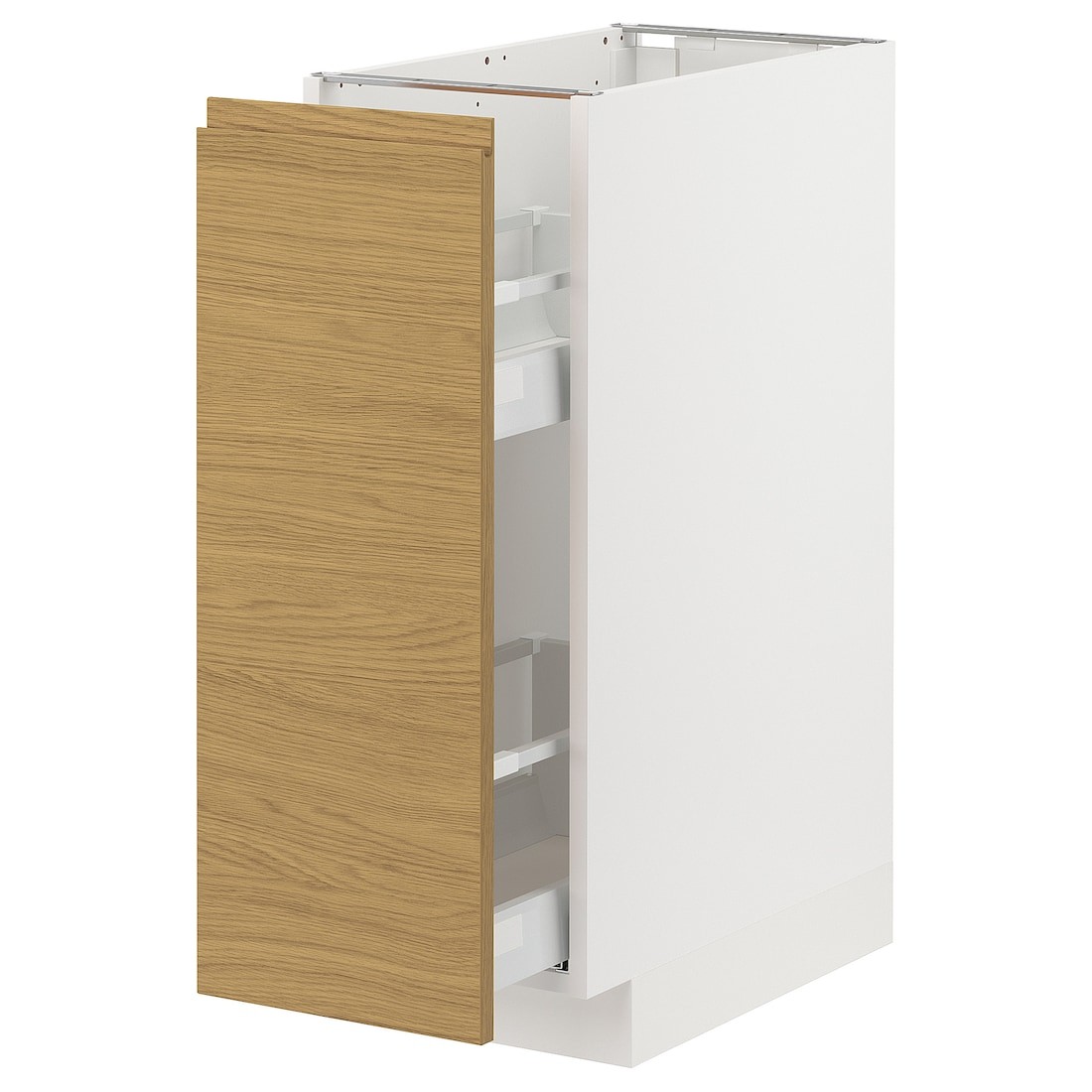 IKEA METOD / MAXIMERA підлог шафа/висувна внутрішн секція, білий / Voxtorp імітація дуб, 30x60 см 69538654 695.386.54