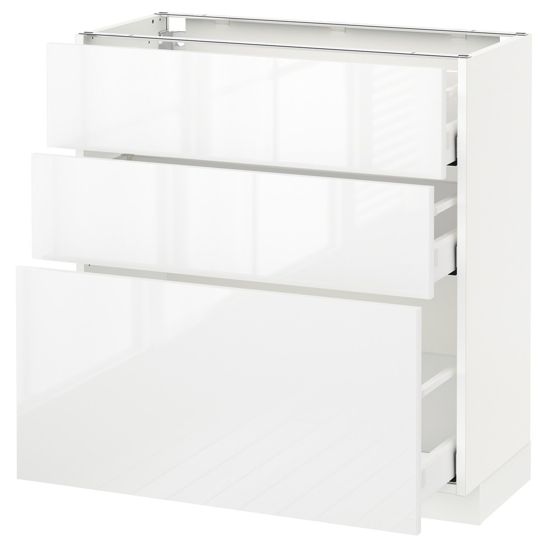 IKEA METOD МЕТОД / MAXIMERA МАКСІМЕРА Підлогова шафа з 3 шухлядами, білий / Ringhult білий, 80x37 см 39052205 390.522.05