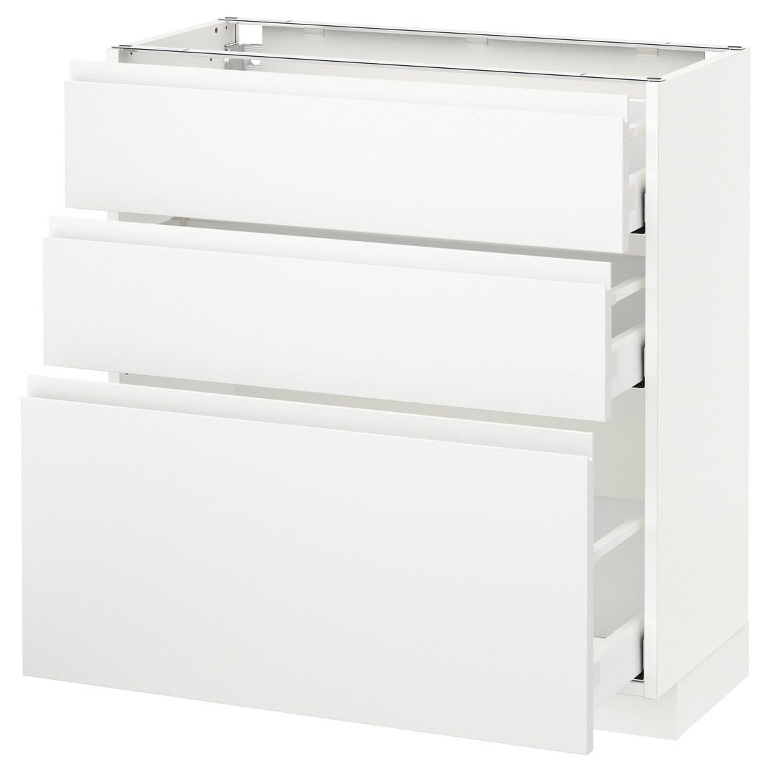 IKEA METOD МЕТОД / MAXIMERA МАКСІМЕРА Підлогова шафа з 3 шухлядами, білий / Voxtorp матовий білий, 80x37 см 19112837 191.128.37