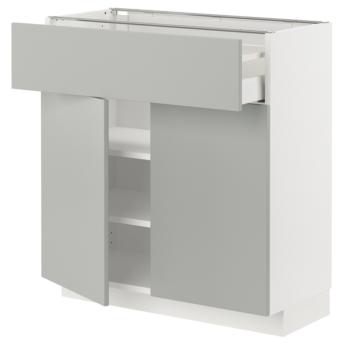 IKEA METOD / MAXIMERA Шафа підлогова з ящиком / 2 дверцятами, білий / Хавсторп світло-сірий, 80x37 см 99539379 995.393.79