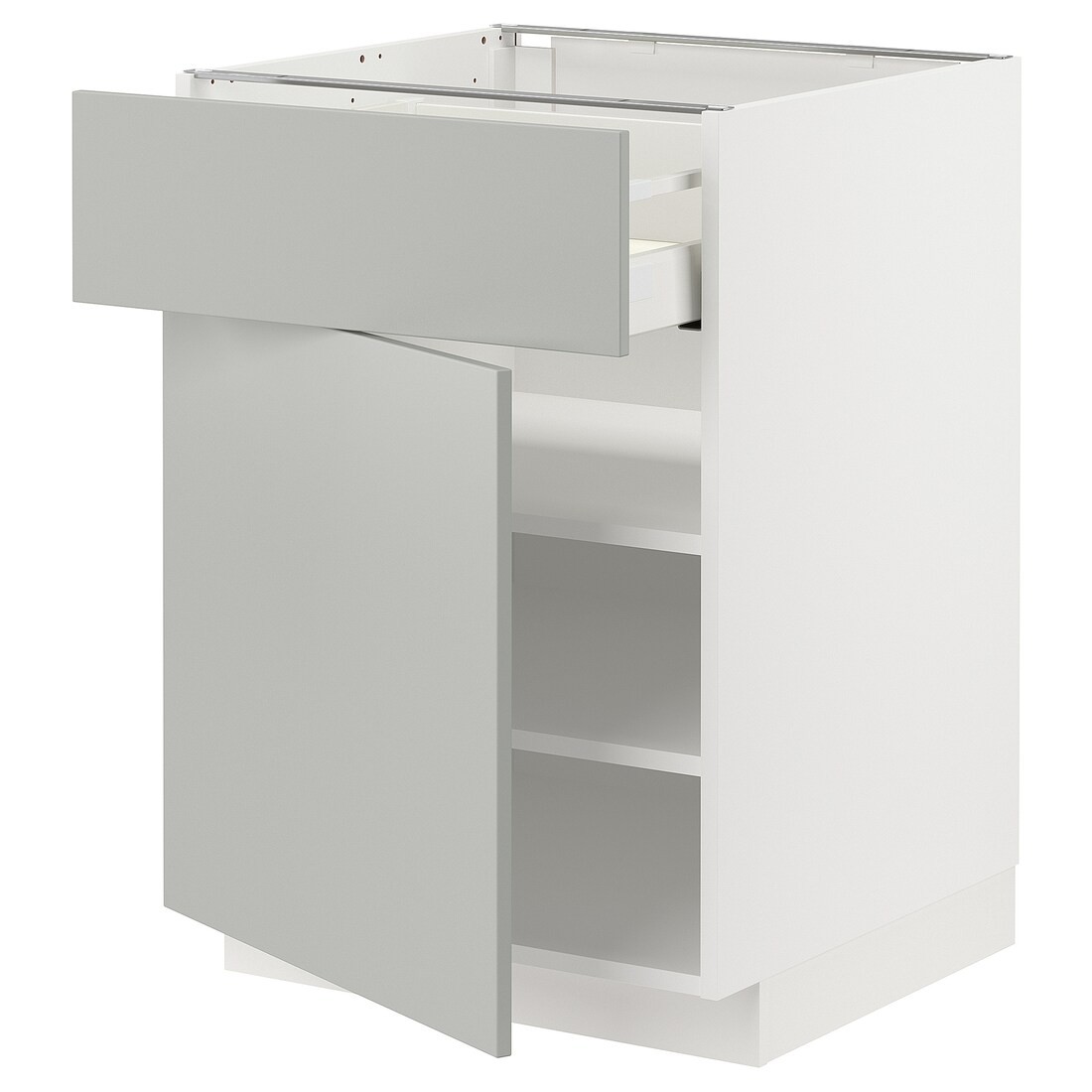 IKEA METOD / MAXIMERA Шафа підлогова з ящиком / дверцятами, білий / Хавсторп світло-сірий, 60x60 см 69538017 | 695.380.17