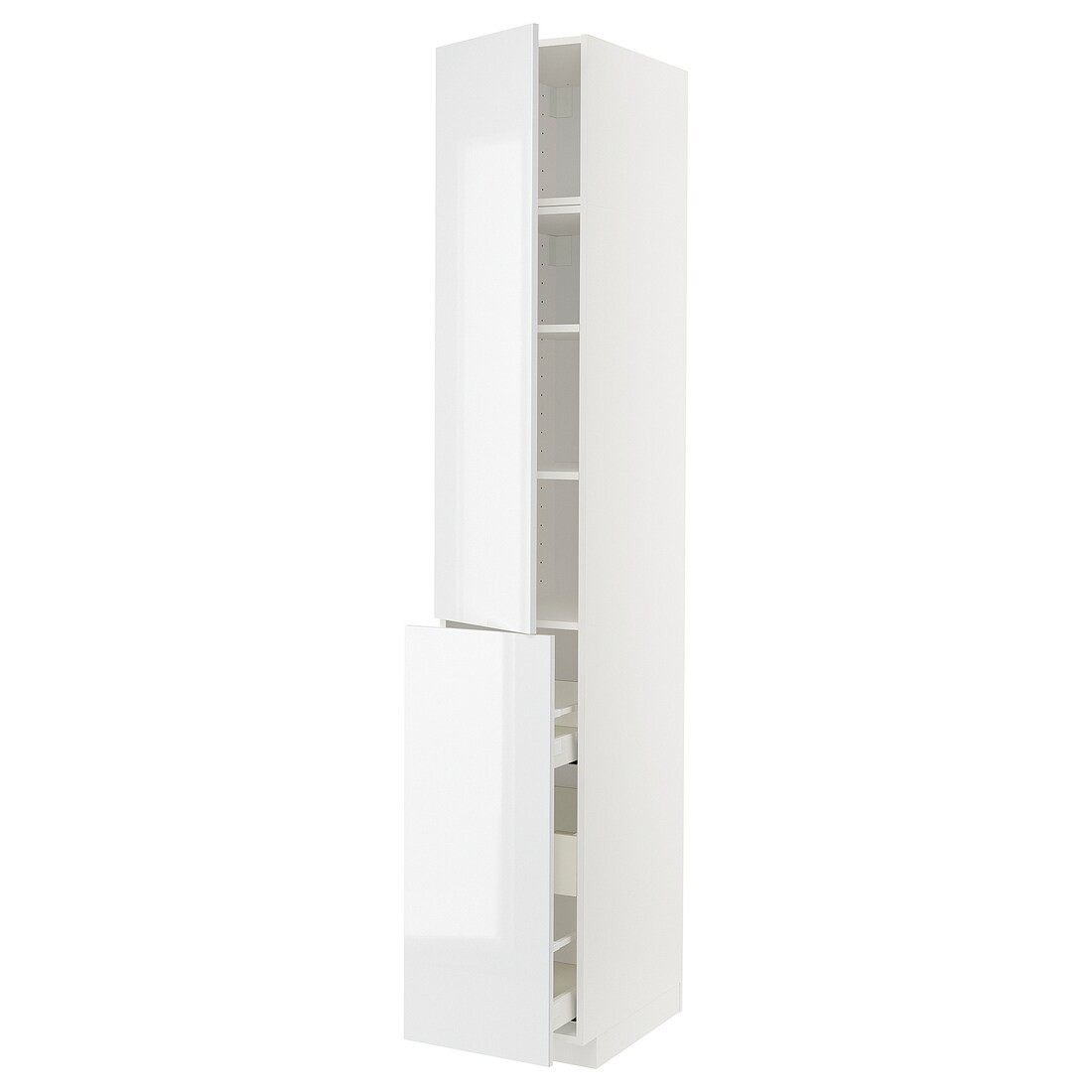 IKEA METOD МЕТОД / MAXIMERA МАКСІМЕРА Висока шафа 3 шухляди / 1 двері / 2 полиці, білий / Ringhult білий, 40x60x240 см 99455807 994.558.07