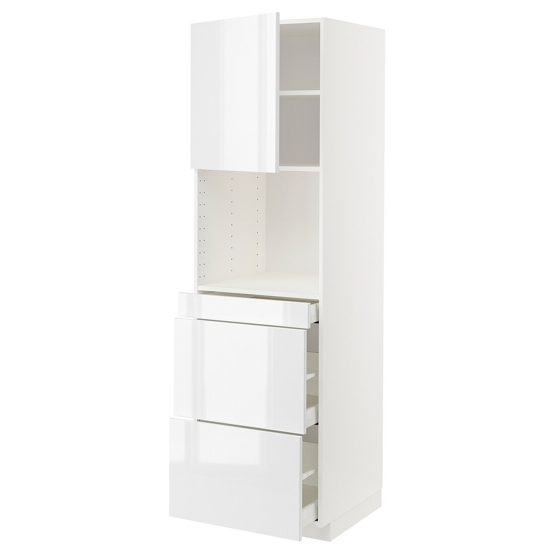 IKEA METOD МЕТОД / MAXIMERA МАКСІМЕРА Висока шафа для НВЧ / дверцята / 3 шухляди, білий / Ringhult білий, 60x60x200 см 69462625 | 694.626.25