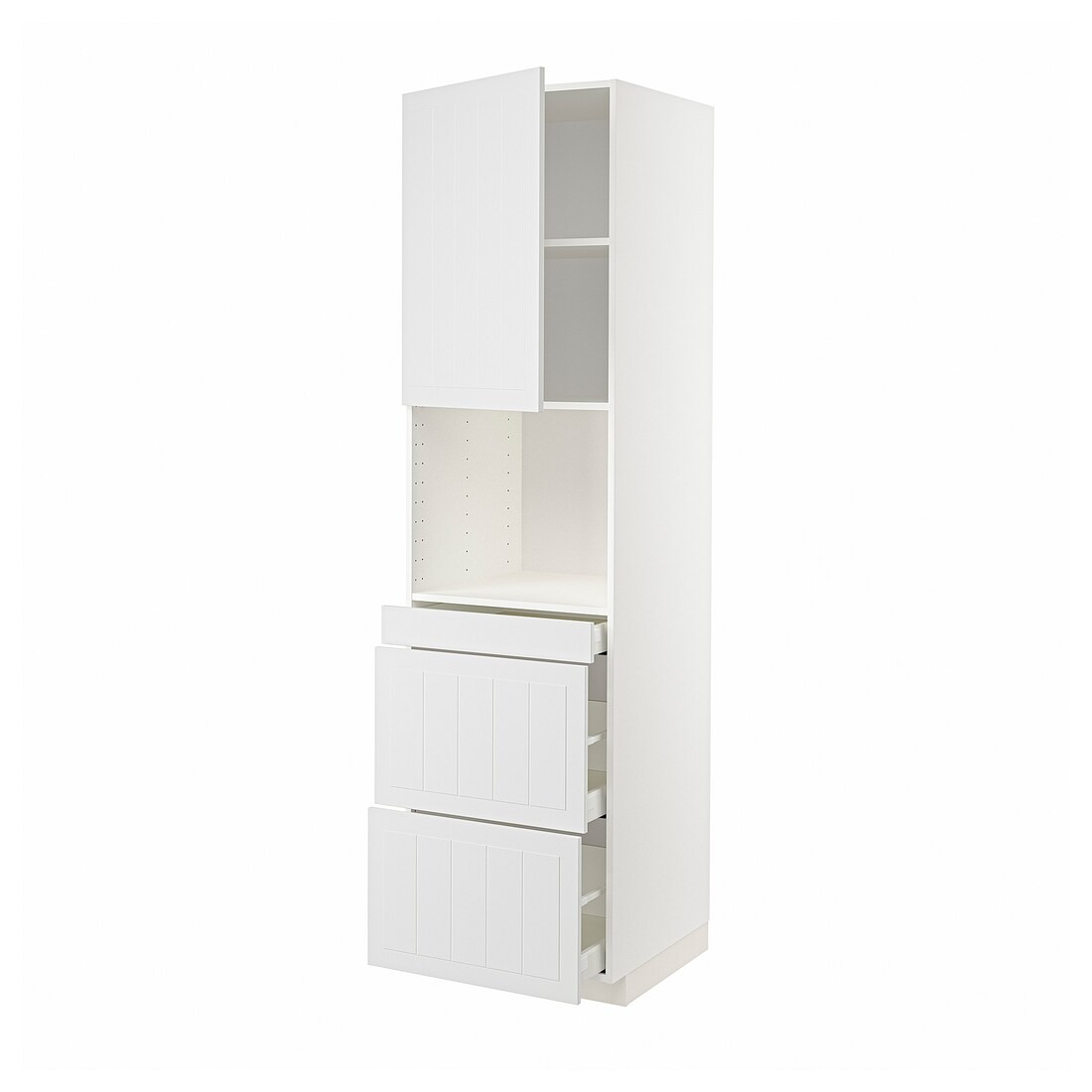 IKEA METOD МЕТОД / MAXIMERA МАКСІМЕРА Висока шафа для НВЧ / дверцята / 3 шухляди, білий / Stensund білий, 60x60x220 см 19463383 | 194.633.83