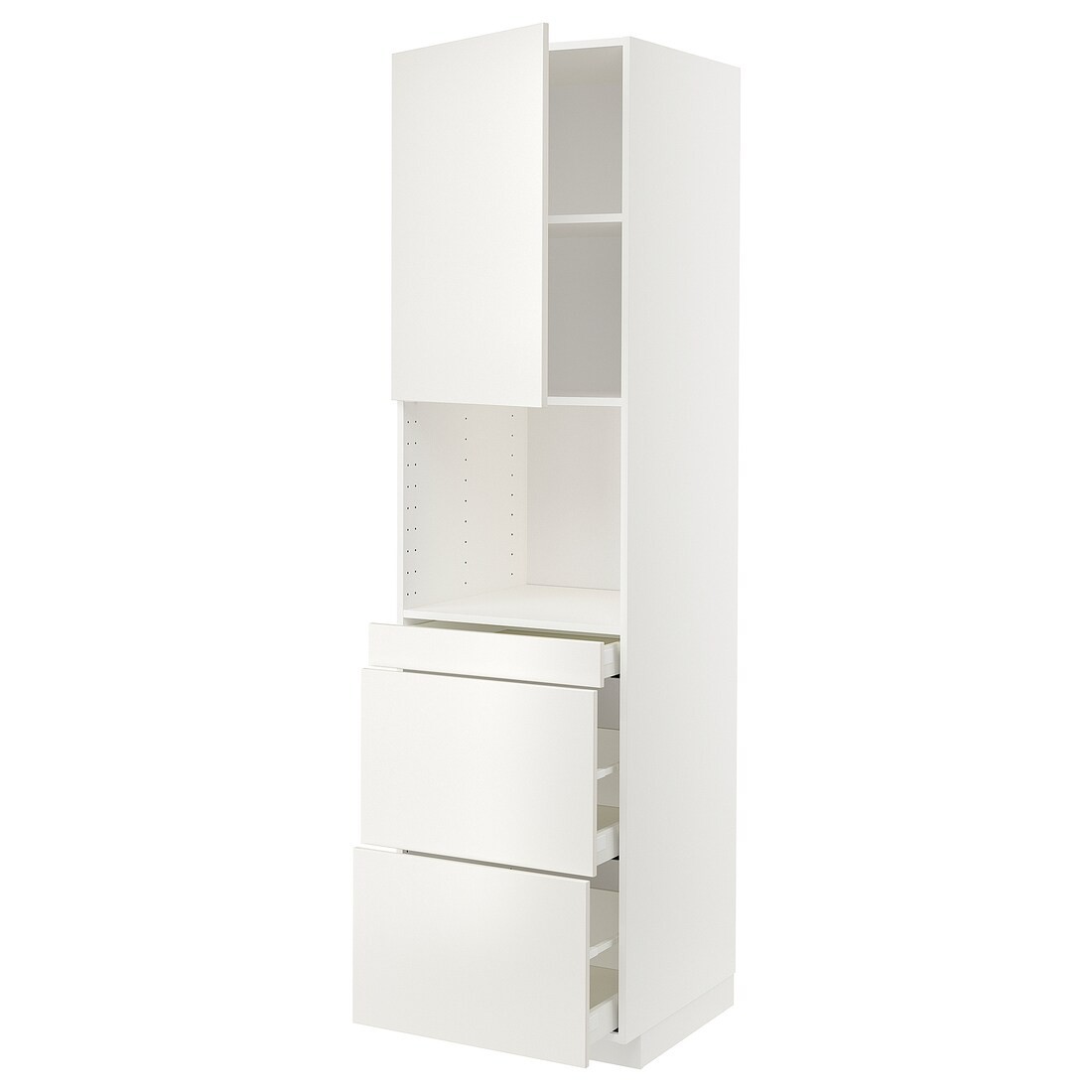 IKEA METOD МЕТОД / MAXIMERA МАКСІМЕРА Висока шафа для НВЧ / дверцята / 3 шухляди, білий / Veddinge білий, 60x60x220 см 19460884 | 194.608.84