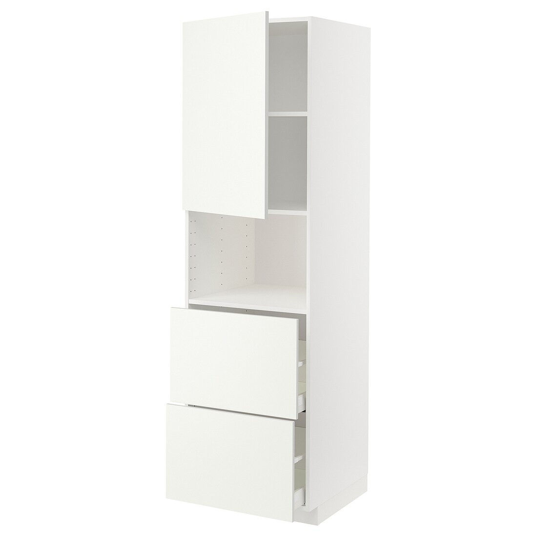 IKEA METOD МЕТОД / MAXIMERA МАКСІМЕРА Висока шафа для мікрохвильової печі з дверима / 2 шухляди, білий / Vallstena білий, 60x60x200 см 29507452 295.074.52