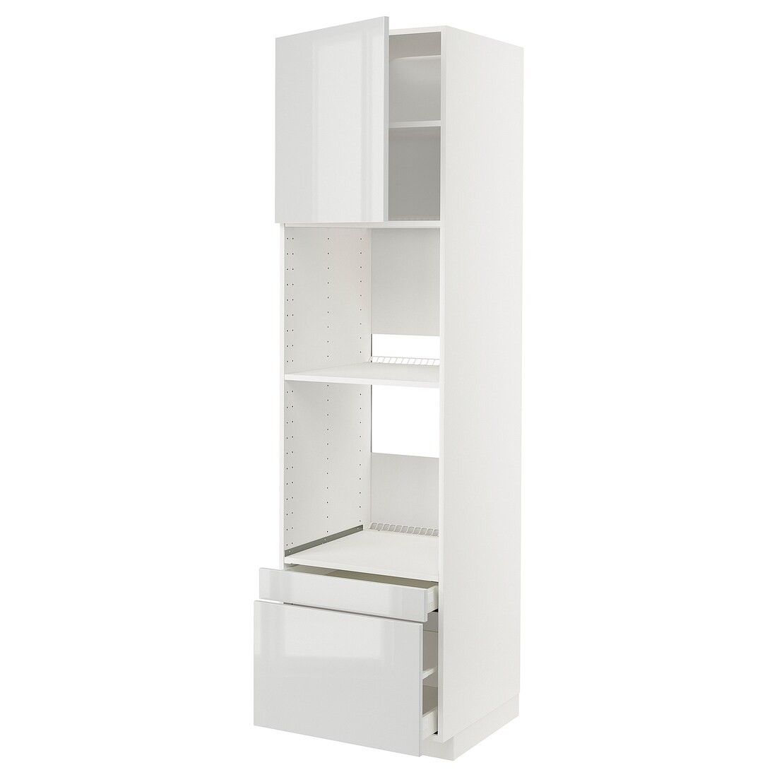 IKEA METOD МЕТОД / MAXIMERA МАКСІМЕРА Висока шафа для духовки комбі з дверима / шухлядами, білий / Ringhult світло-сірий, 60x60x220 см 09454746 | 094.547.46