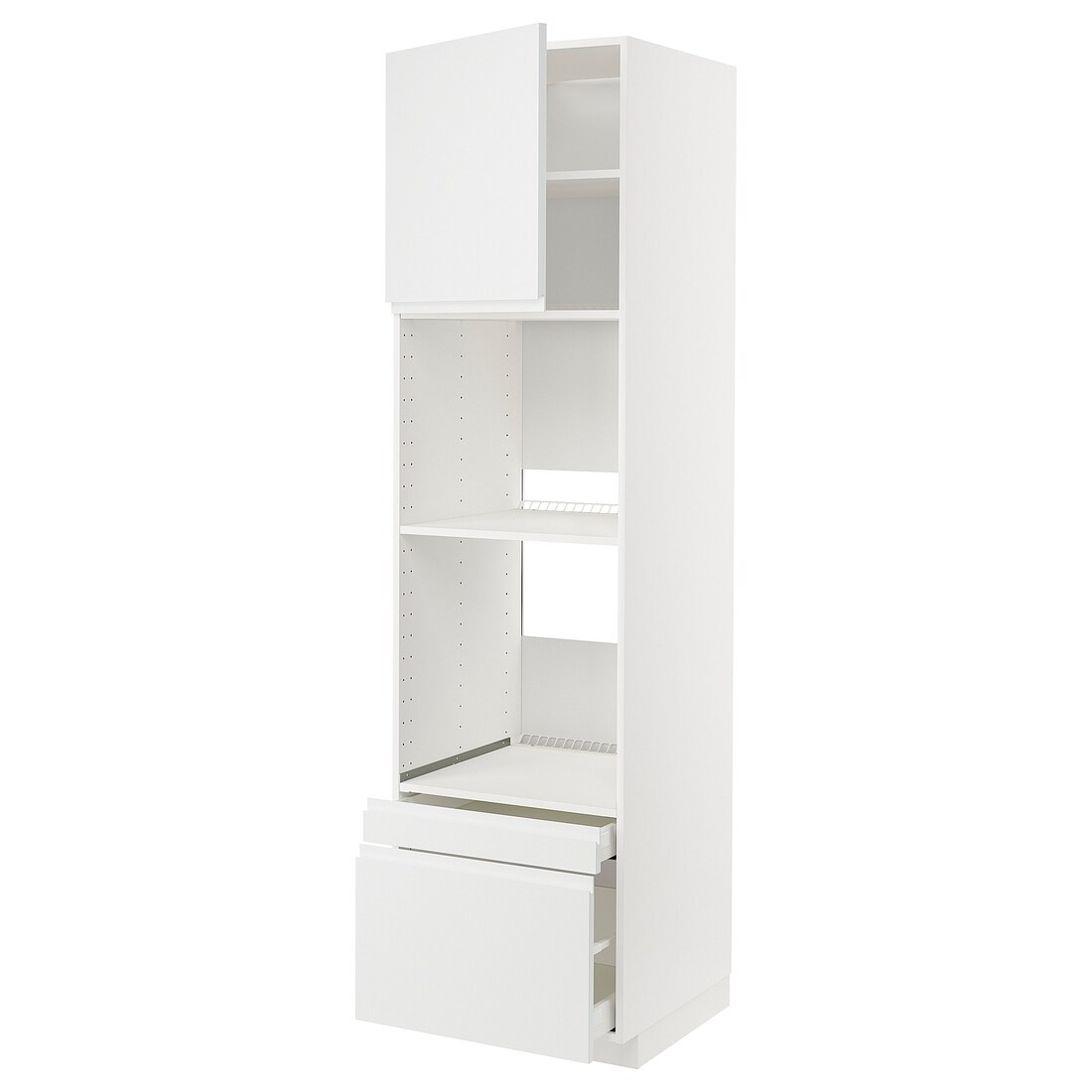 IKEA METOD МЕТОД / MAXIMERA МАКСІМЕРА Висока шафа для духовки комбі з дверима / шухлядами, білий / Voxtorp матовий білий, 60x60x220 см 29463472 | 294.634.72