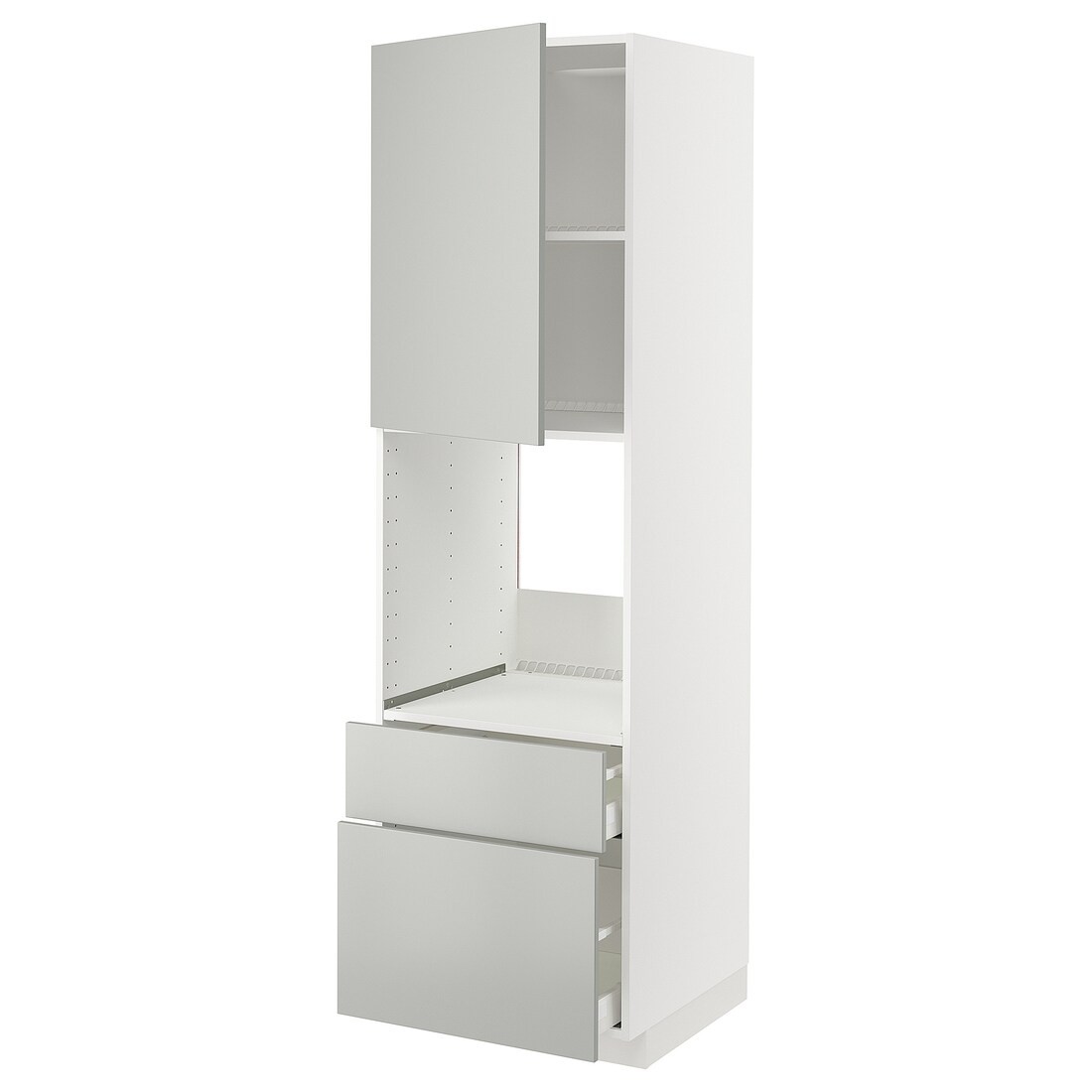 IKEA METOD / MAXIMERA Висока шафа для духовки з дверима / шухлядами, білий / Хавсторп світло-сірий, 60x60x200 см 09538020 095.380.20