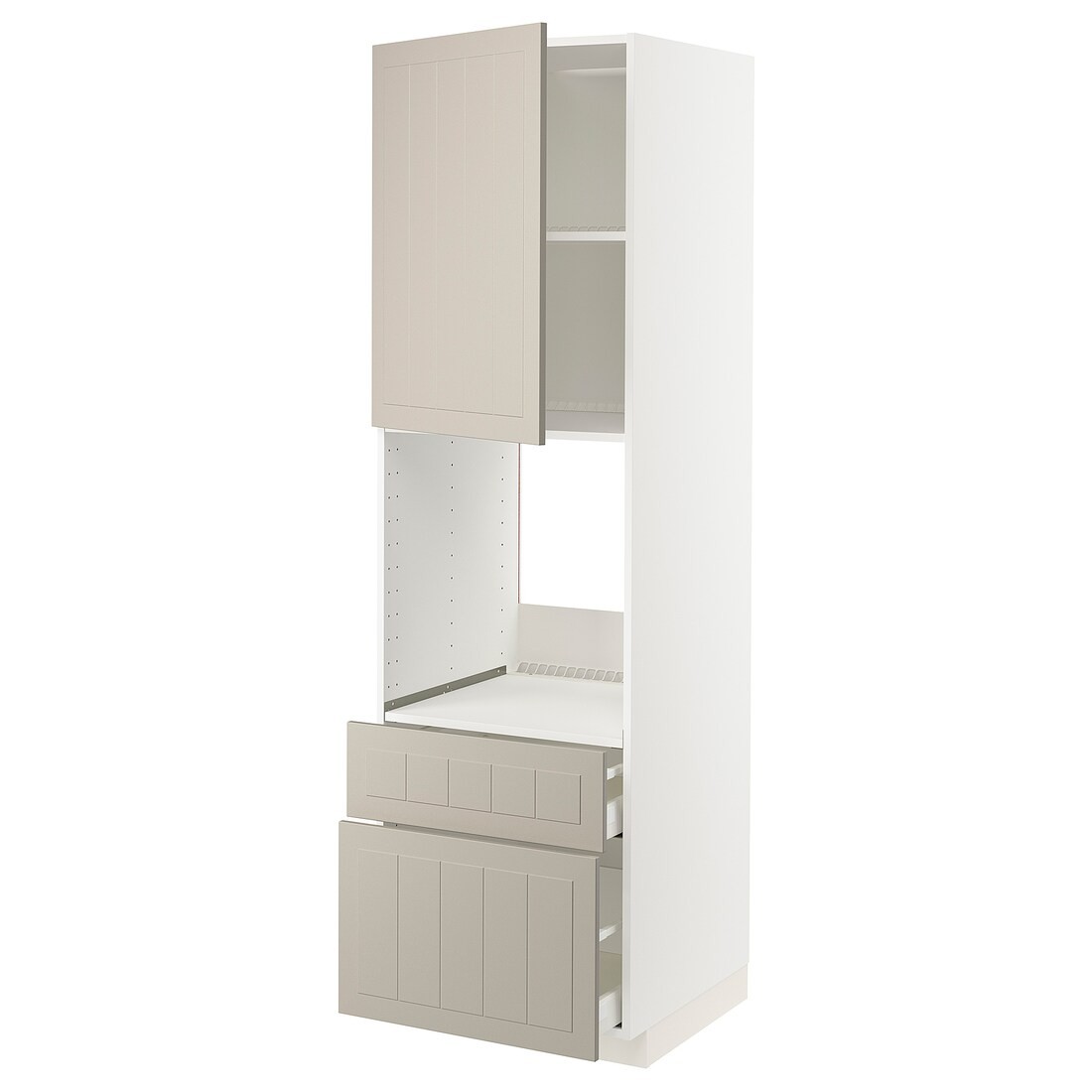 IKEA METOD МЕТОД / MAXIMERA МАКСІМЕРА Висока шафа для духовки з дверима / шухлядами, білий / Stensund бежевий, 60x60x200 см 69461305 694.613.05
