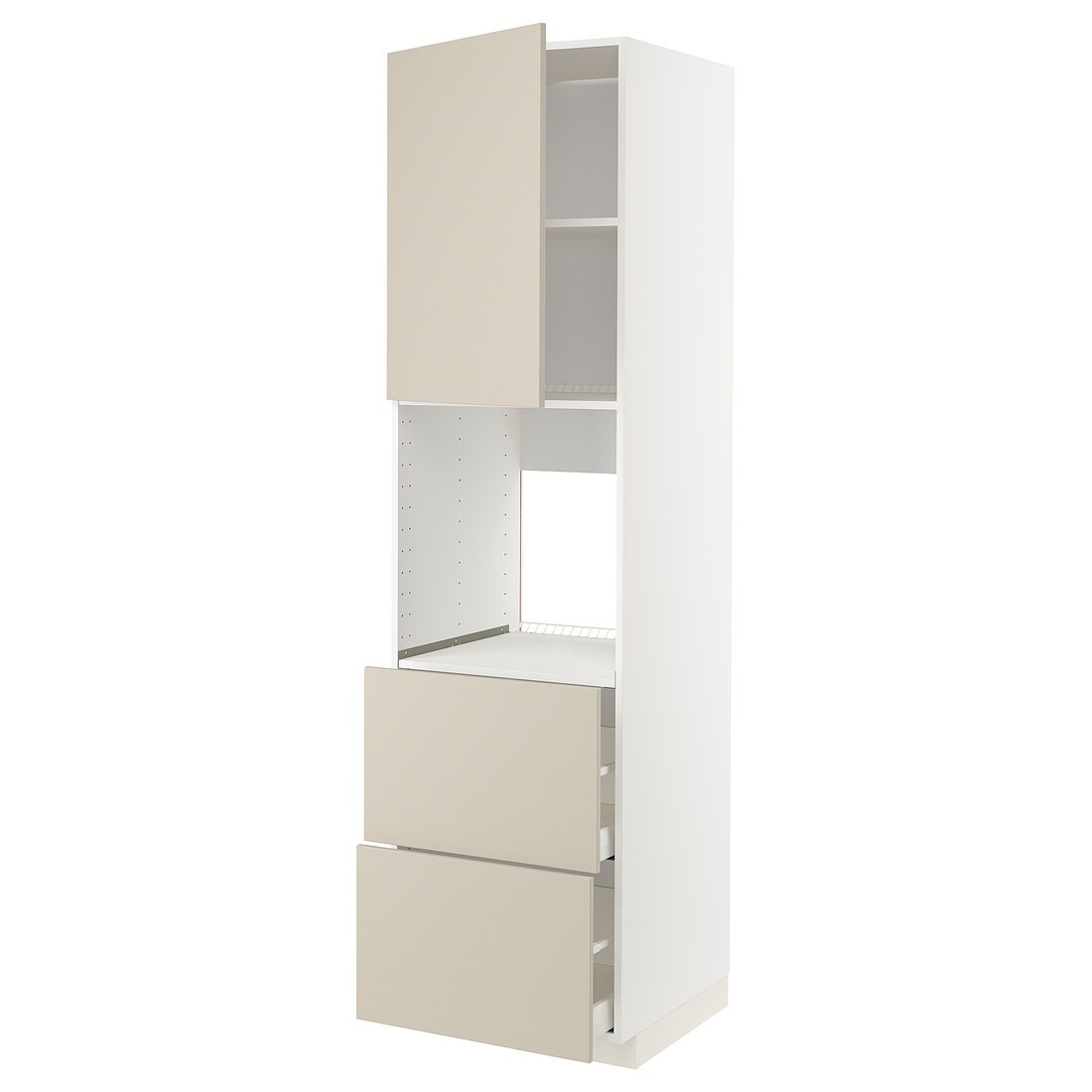IKEA METOD МЕТОД / MAXIMERA МАКСІМЕРА Висока шафа для духовки з дверима / шухлядами, білий / Havstorp бежевий, 60x60x220 см 79463182 794.631.82