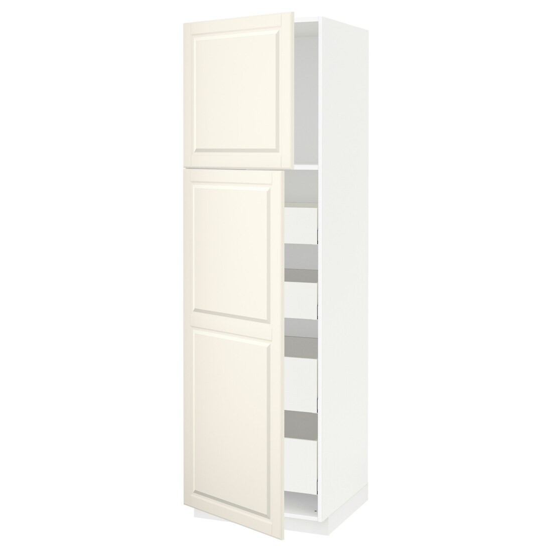 IKEA METOD МЕТОД / MAXIMERA МАКСІМЕРА Шафа висока 2 дверей / 4 шухляди, білий / Bodbyn кремовий, 60x60x200 см 99457335 994.573.35