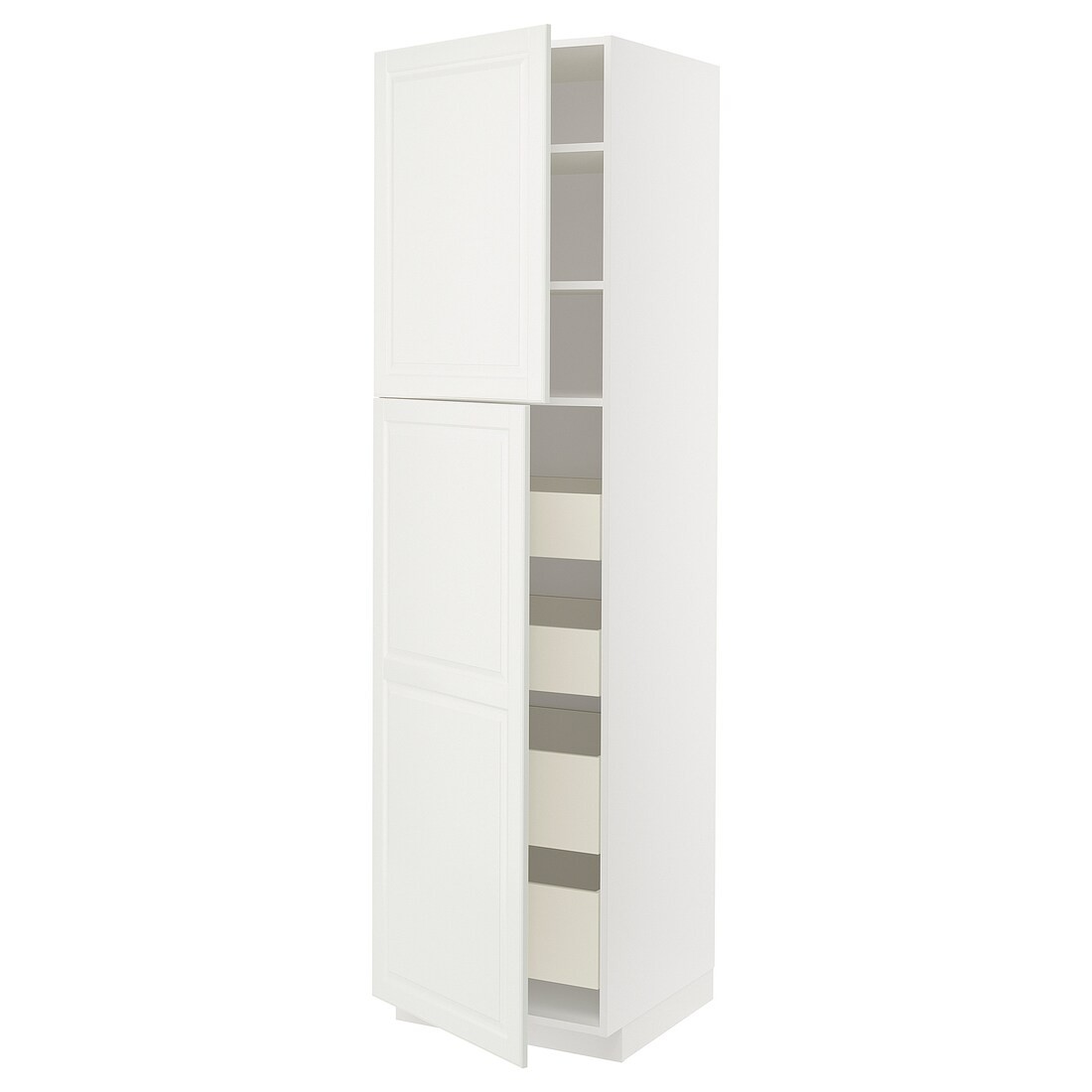 IKEA METOD МЕТОД / MAXIMERA МАКСІМЕРА Шафа висока 2 дверей / 4 шухляди, білий / Bodbyn кремовий, 60x60x220 см 19459135 194.591.35